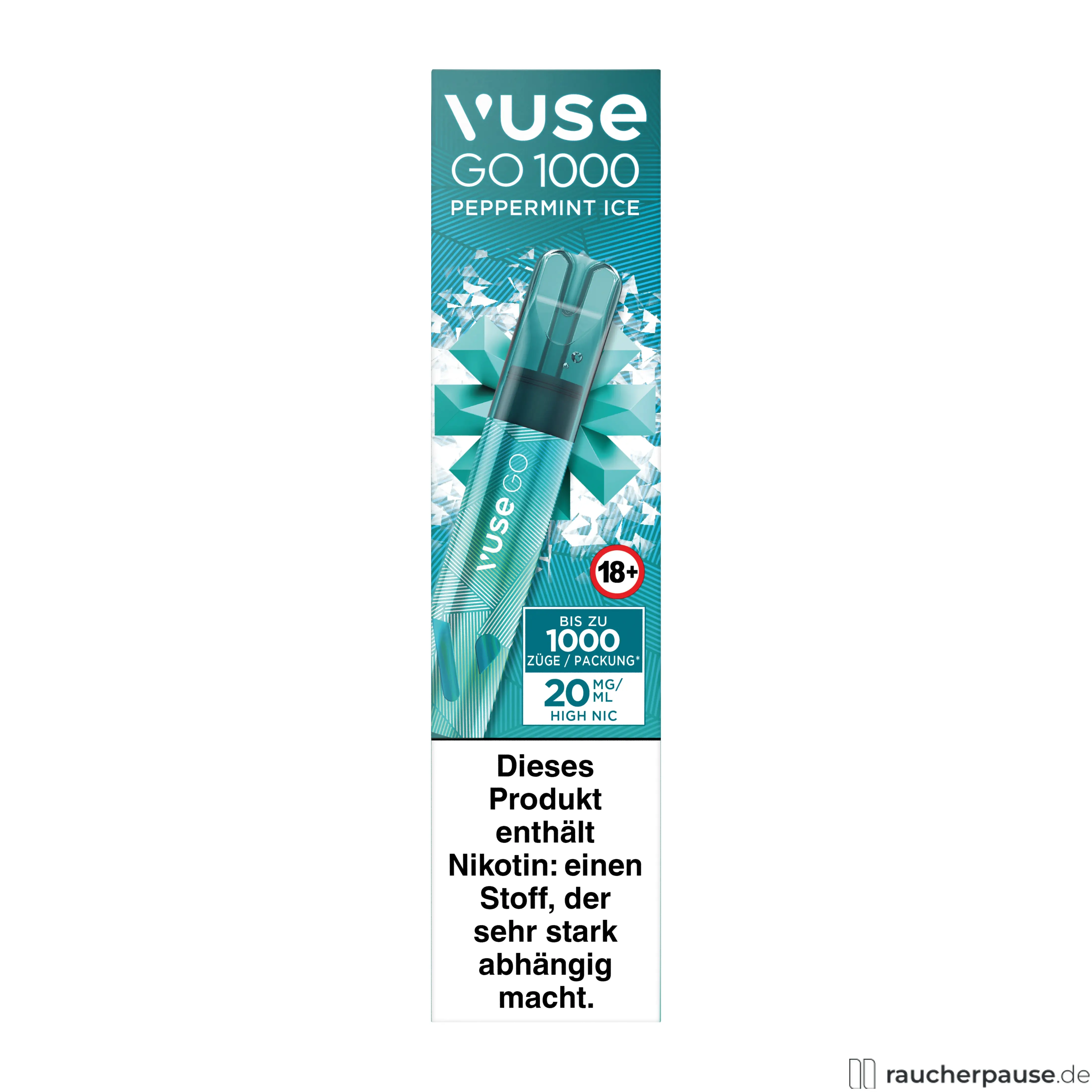 Vuse GO 1000 E-Shisha | Peppermint Ice | 20 mg/ml Nikotin | Einweg | 1000 Züge