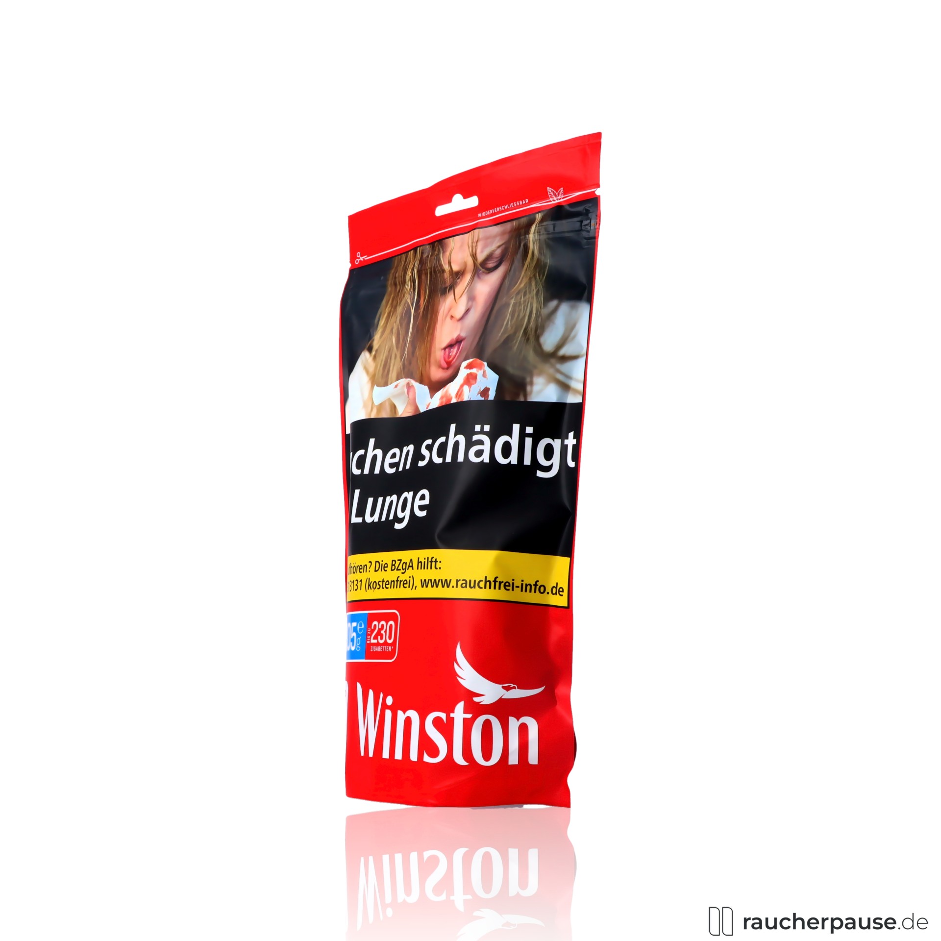 winston red volumentabak beutel wuerziges aroma american blend , packshot seitlich