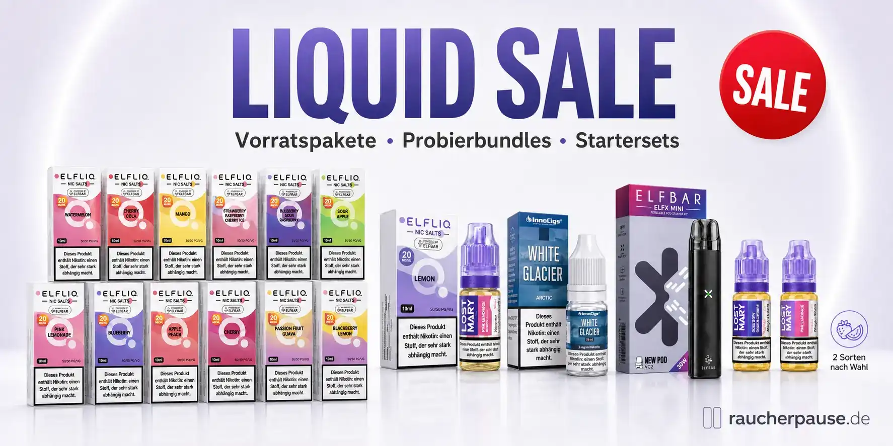 Liquid Sale mit ELFLIQ Vorratspaket, Marken-Probierbundle und Lost Mary Starterset