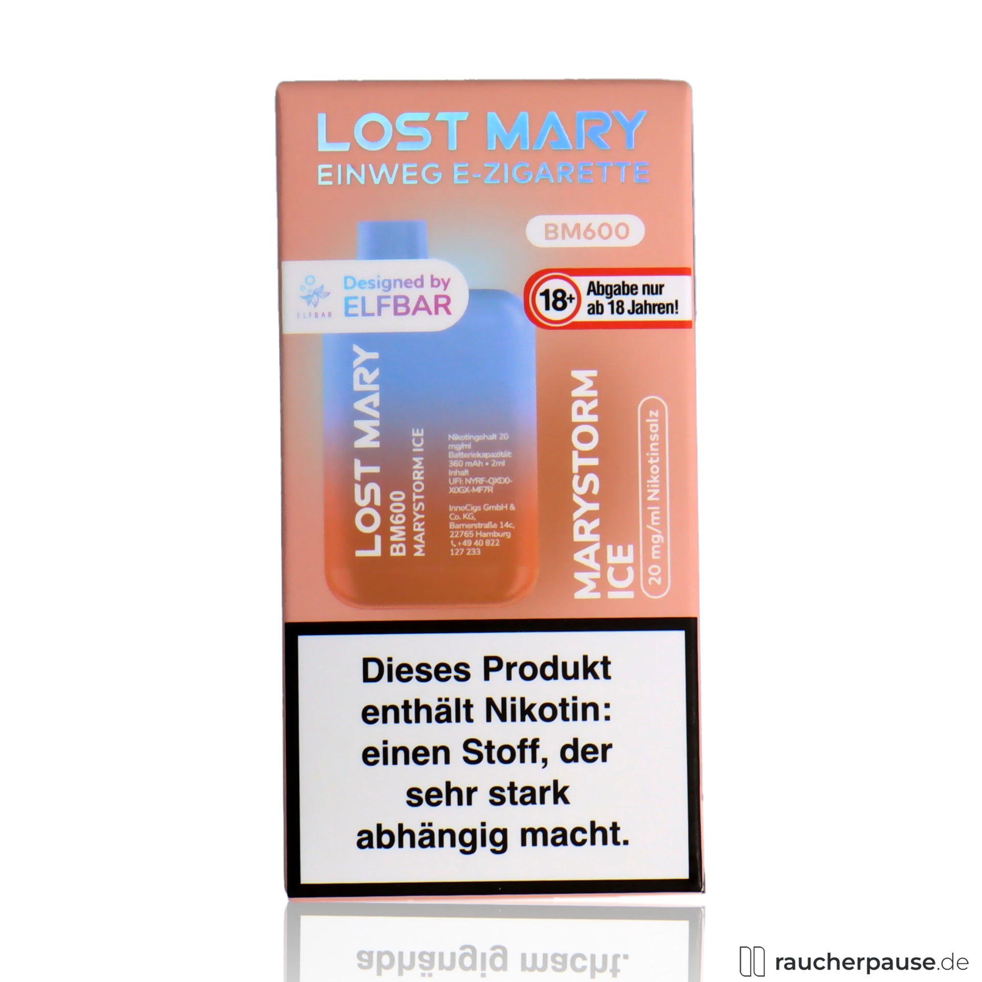 Lost Mary BM600 Einweg E-Zigarette | Marygy Ice | 20 mg/ml Nikotin | 600 Züge