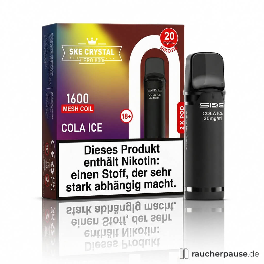 SKE Crystal 800 Pro Cola Ice Prefilled Pods | 2 Stück | 20 mg/ml Nikotin