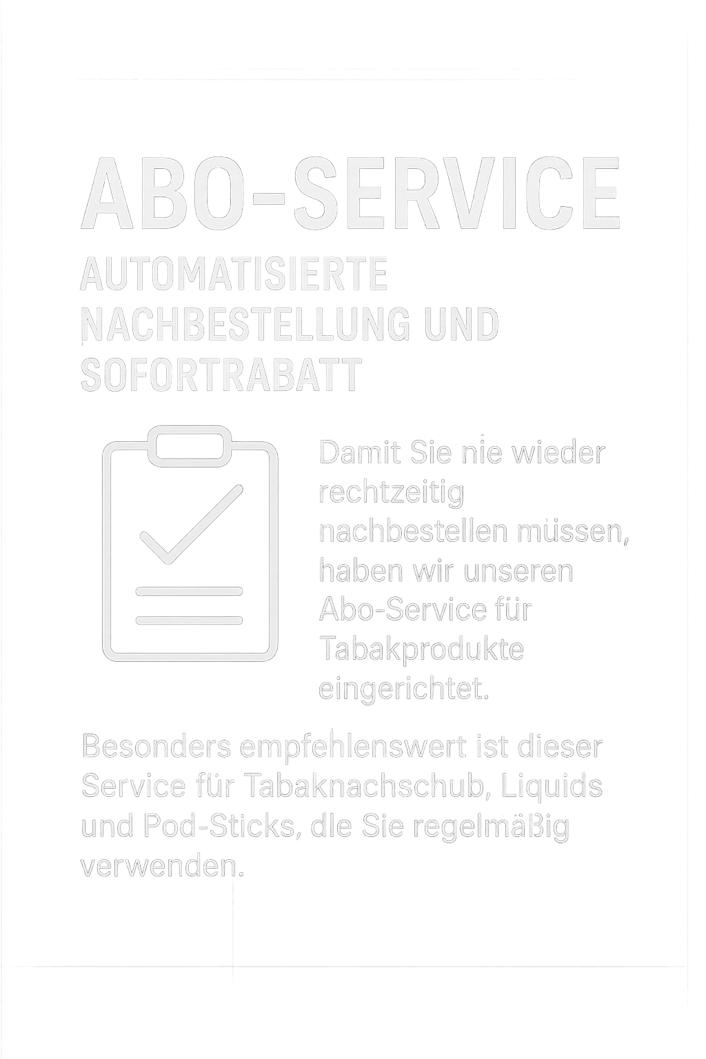 visualisierung abo service mit icon schreibbrett und text