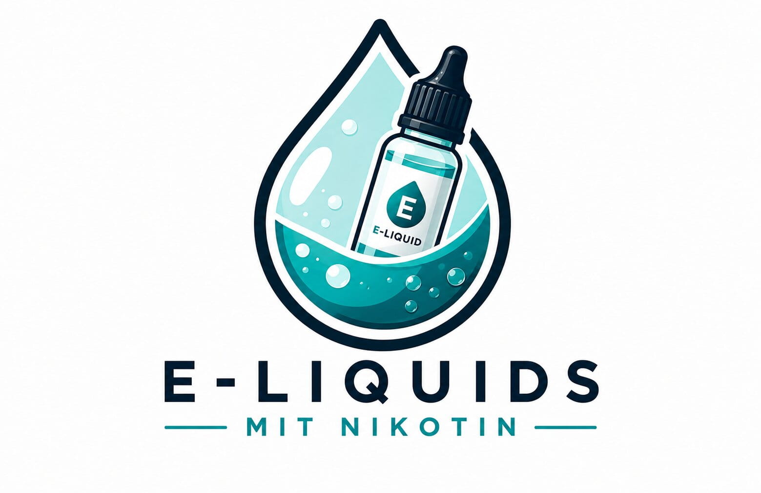 Nikotin Liquid Logo mit Liquid-Tropfen und Pod-System Symbol in Türkis