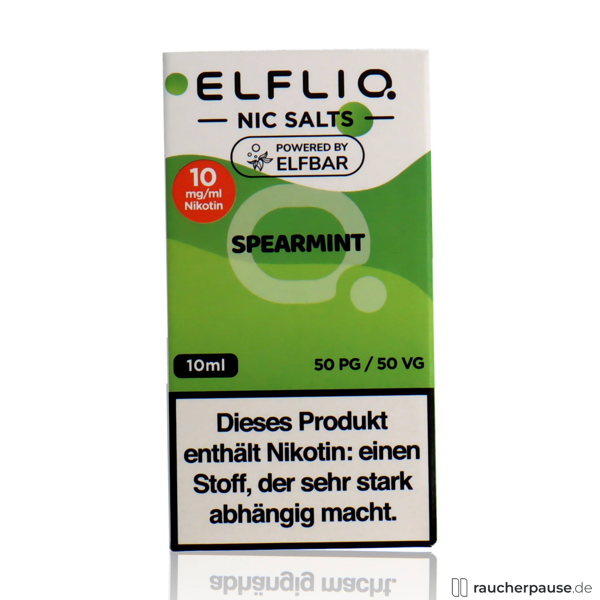 elfbar, elfliq by elf bar nikotinsalz liquid spearmint ml nikotin , packshot hinterseite