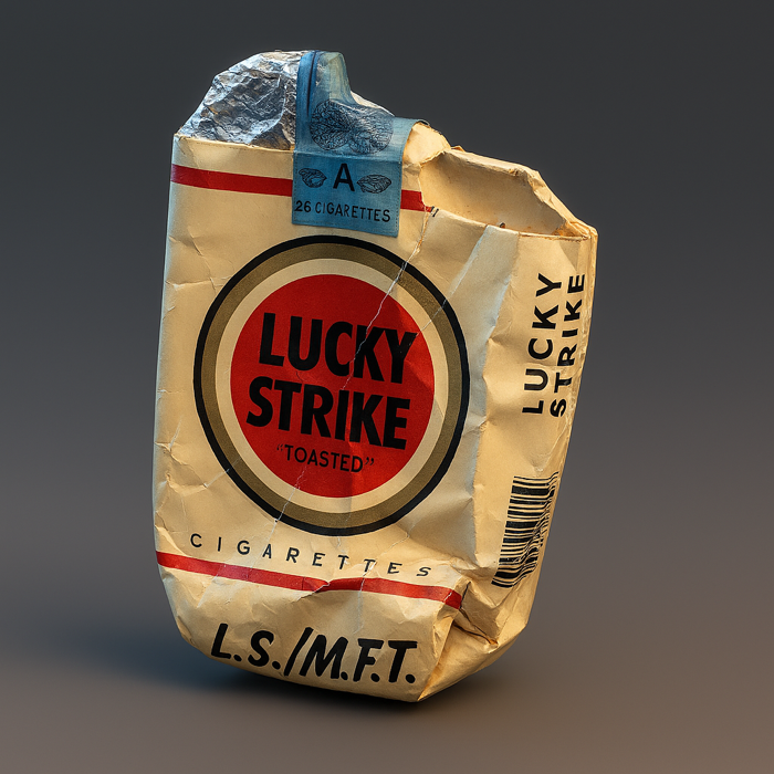 LuckyStrike Packung verdrückt in 3-D