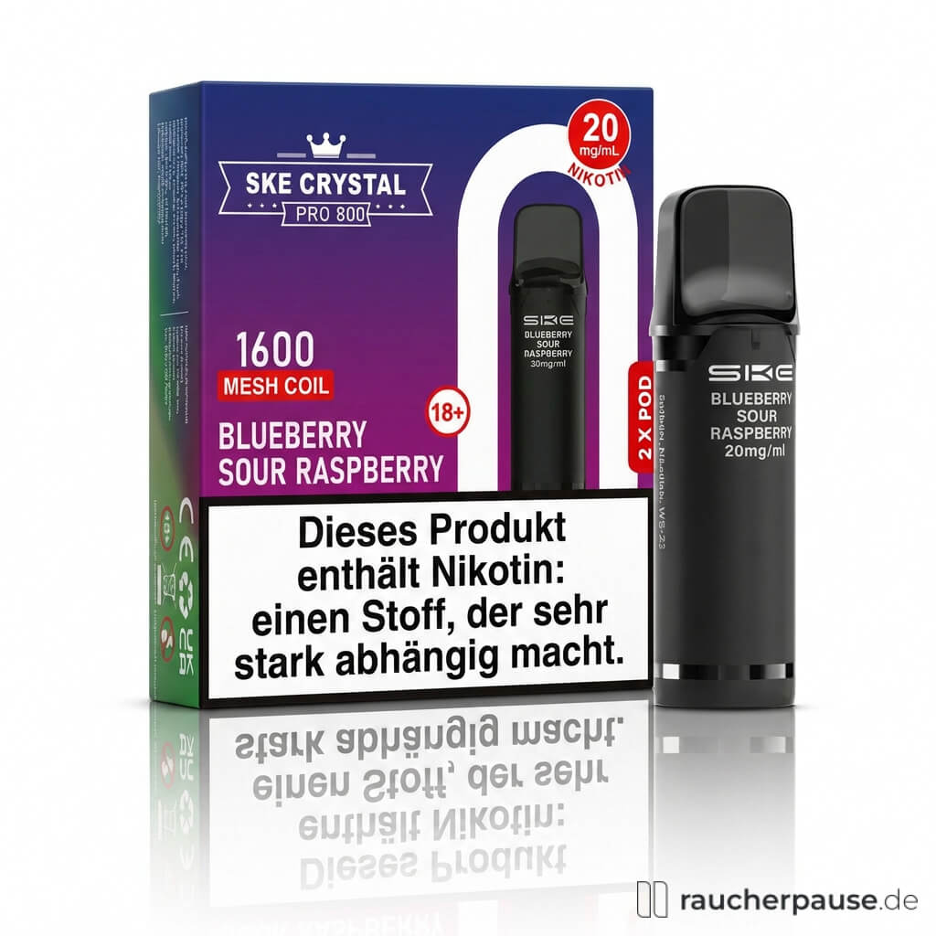 SKE Crystal 800 Pro Blueberry Sour Raspberry Prefilled Pods | 2 Stück | 20 mg/ml Nikotin