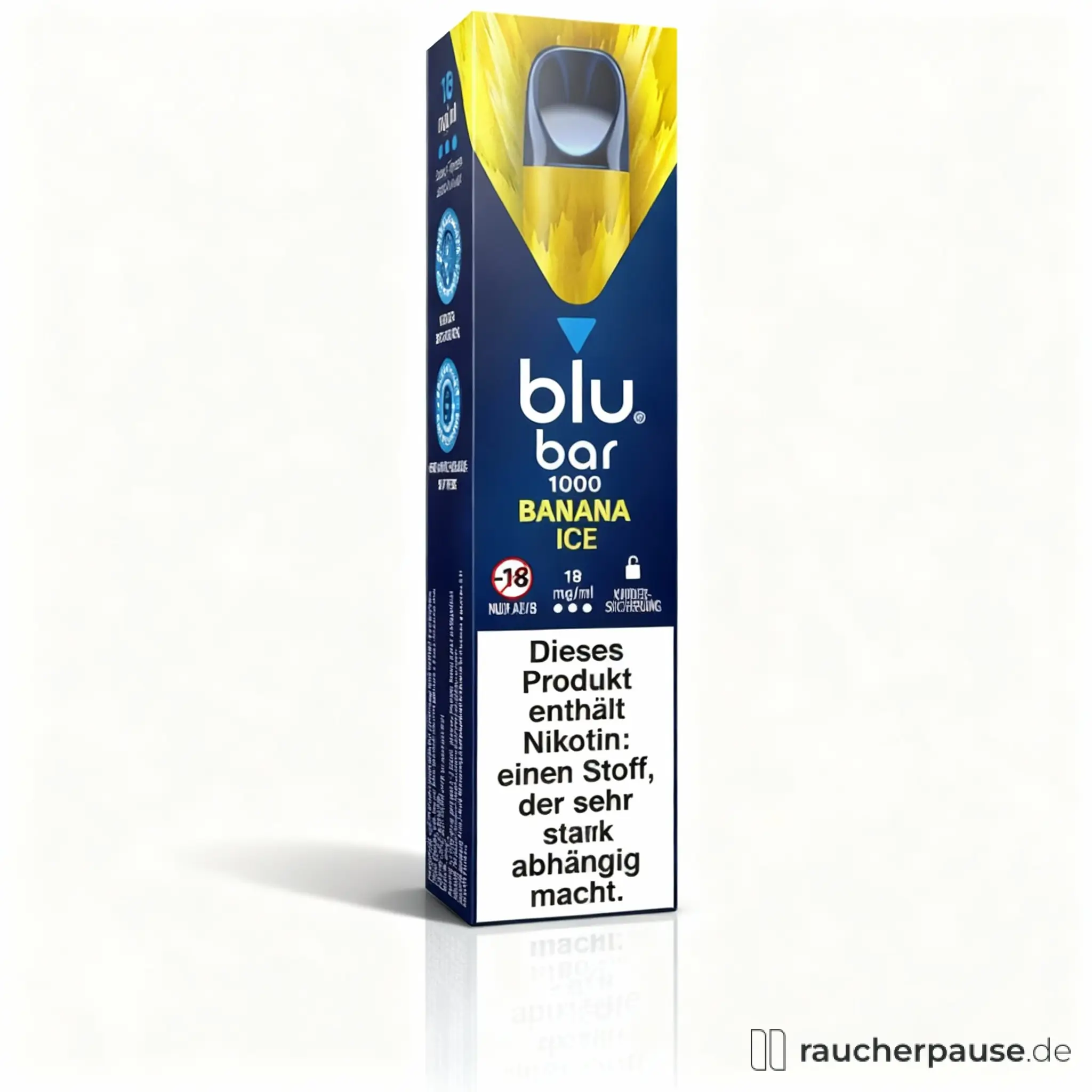 blu bar 1000 Einweg E-Zigarette Banana Ice | 18 mg Nikotin | Fruchtiger Genuss für unterwegs | Bis zu 1000 Züge