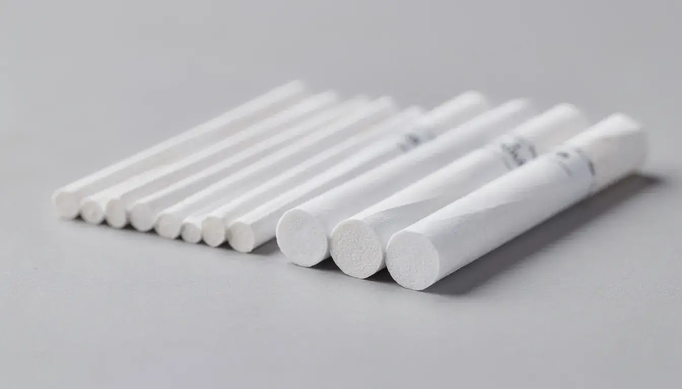 Verschiedene Größen von Filtern für Zigaretten liegen nebeneinander