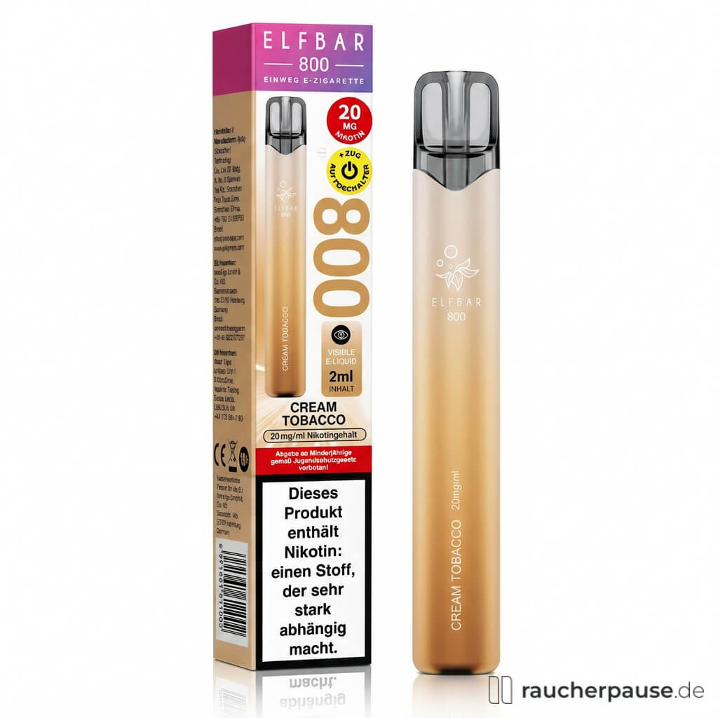 ELFBAR 800 Cream Tobacco | 20 mg/ml Nikotin | bis zu 800 Züge