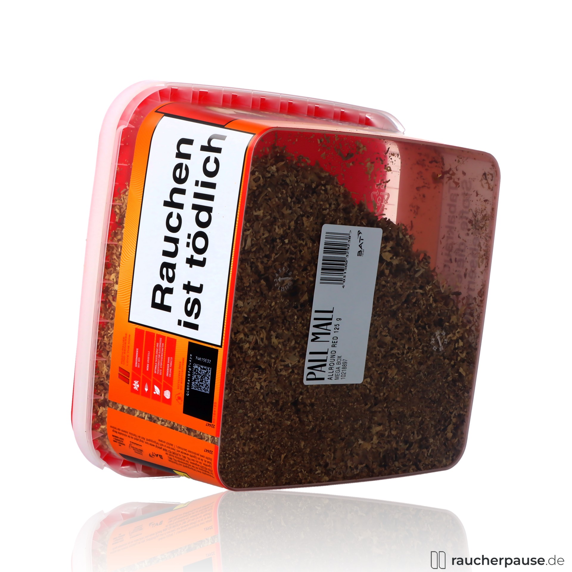 pall mall allround red volumentabak dose extra ergiebig zigaretten , packshot vorderseite