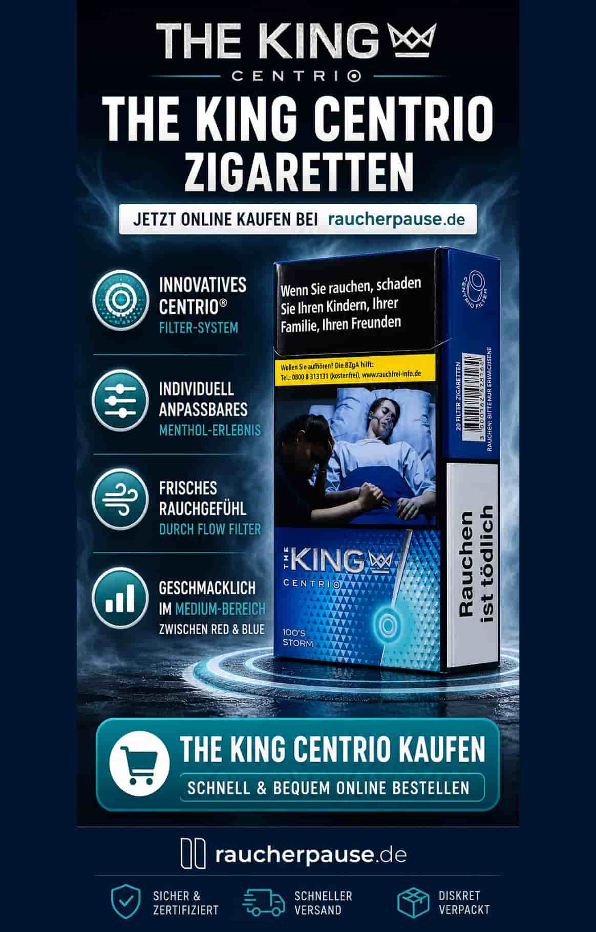 The King Centrio Zigaretten kaufen – innovatives Filtersystem und individuelles Raucherlebnis