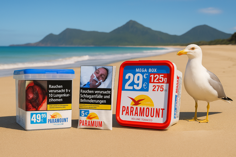 Paramount Tabak am Strand mit Logo-Möwe
