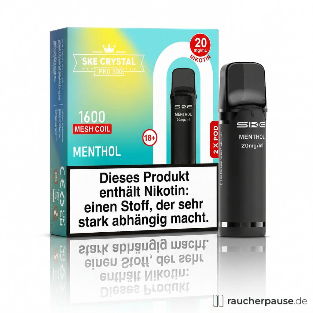 SKE Crystal 800 Pro Menthol Prefilled Pods | 2 Stück | 20 mg/ml Nikotin