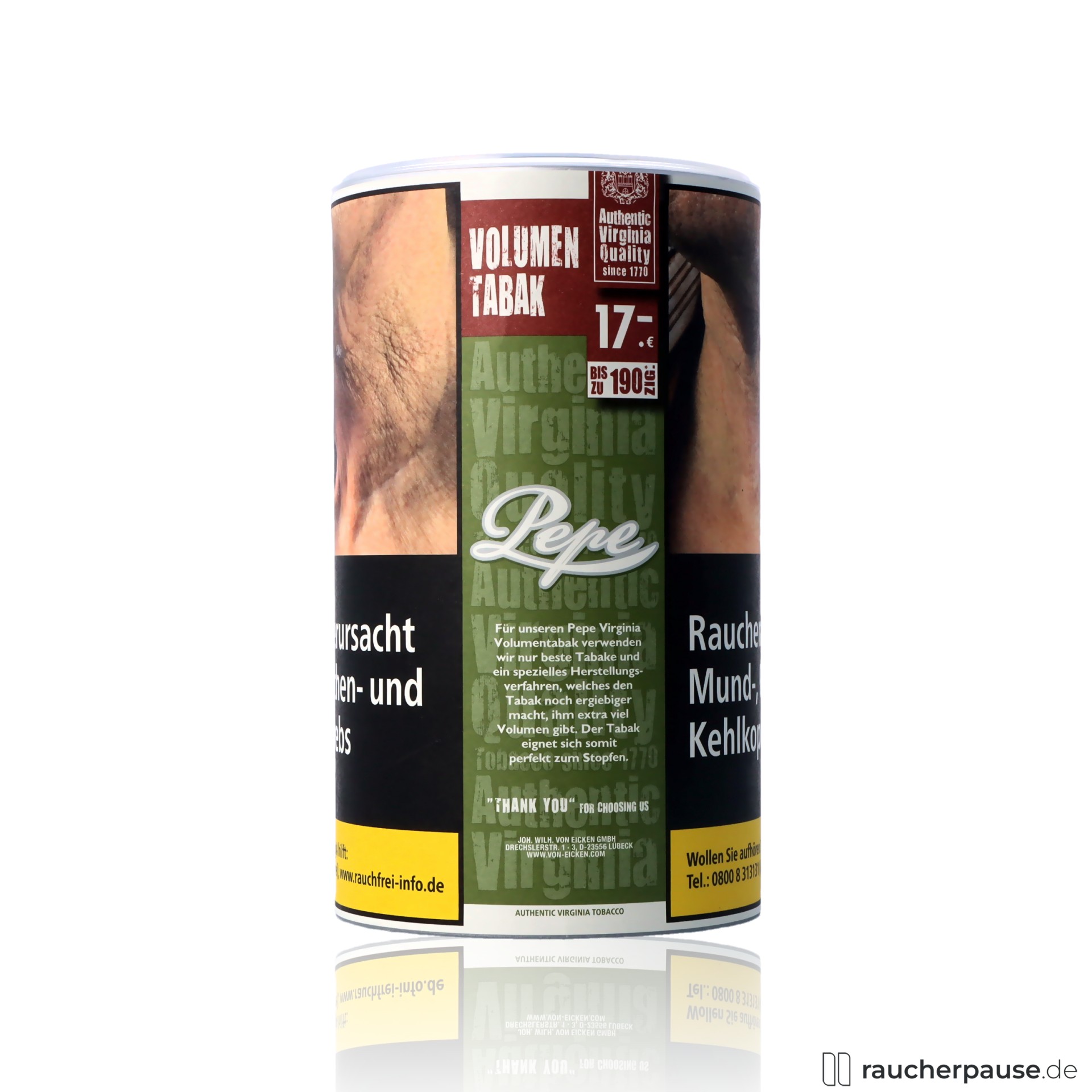 Pepe Rich Green Volumentabak | 83g Dose | 100% Virginia | Natürlich & Zusatzfrei