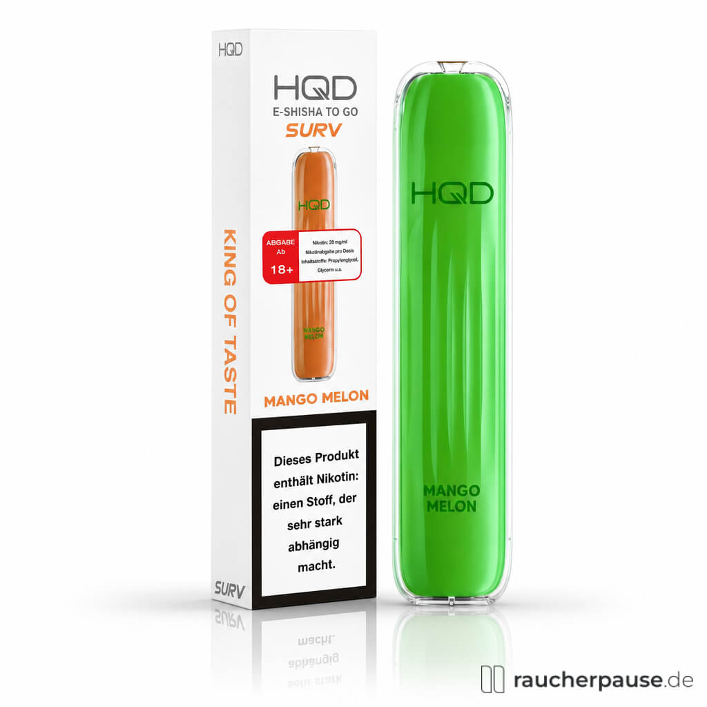 HQD Mango Melon Ice Einweg Vape | 18mg Nikotinsalz | 600 Züge | 2ml Liquid | Automatischer Zugmechanismus