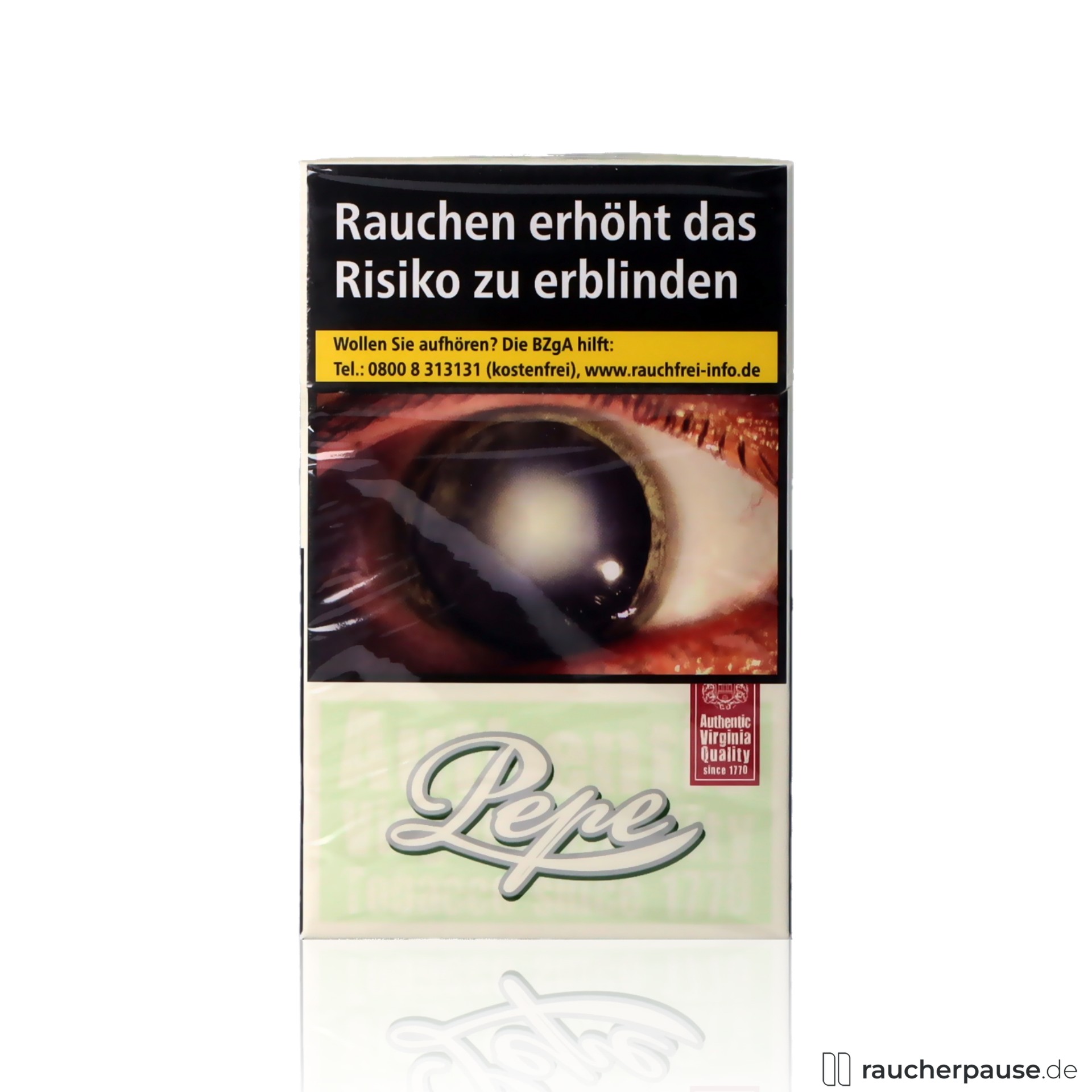 Pepe Fine Green Zigaretten | 20 Stk. pro Packung | Zusatzstofffrei Virginia Aroma