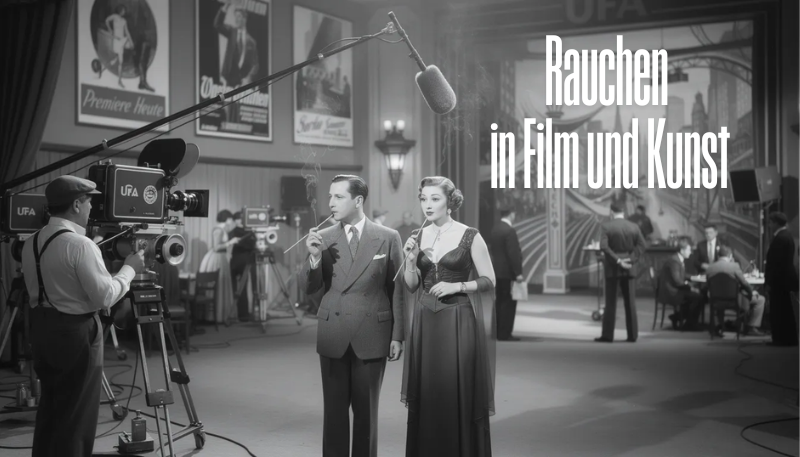 Zwei Schauspieler die vor der Kamera stehen, vintage, sie rauchen, schwarzweiß Bild