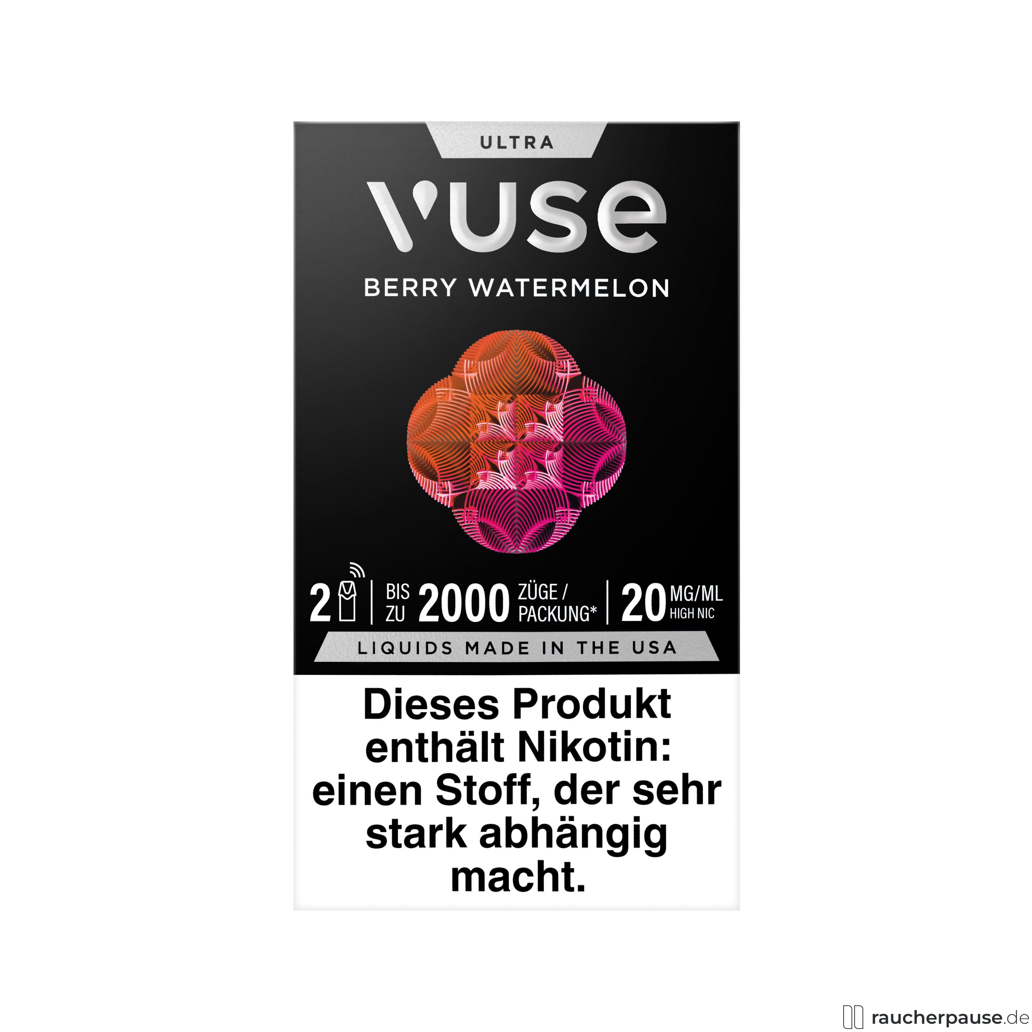 Vuse ULTRA Pods Berry Watermelon | 20mg/ml Nikotin | 2x2ml für E-Zigaretten Vuse ULTRA Pods Berry Watermelon | 20mg/ml Nikotin | 2x2ml für E-Zigaretten