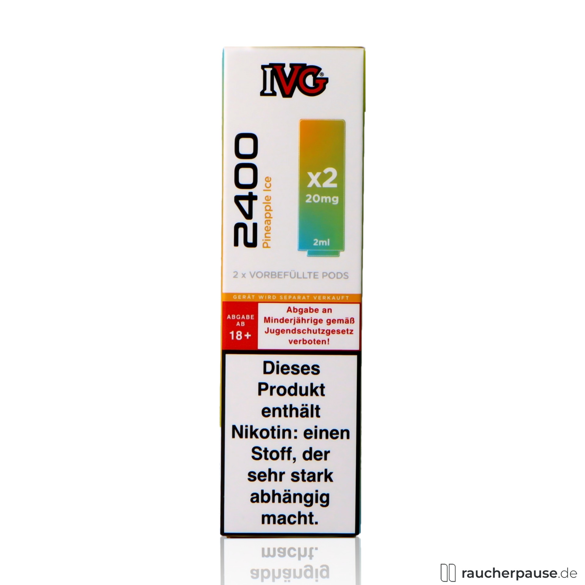 IVG 2400 Prefilled Pods Pineapple Ice | 20 mg/ml Nikotin | 2x2ml | Ananas & Ice ivg, ivg prefilled pods pineapple ice ml nikotin ice , packshot vorderseite