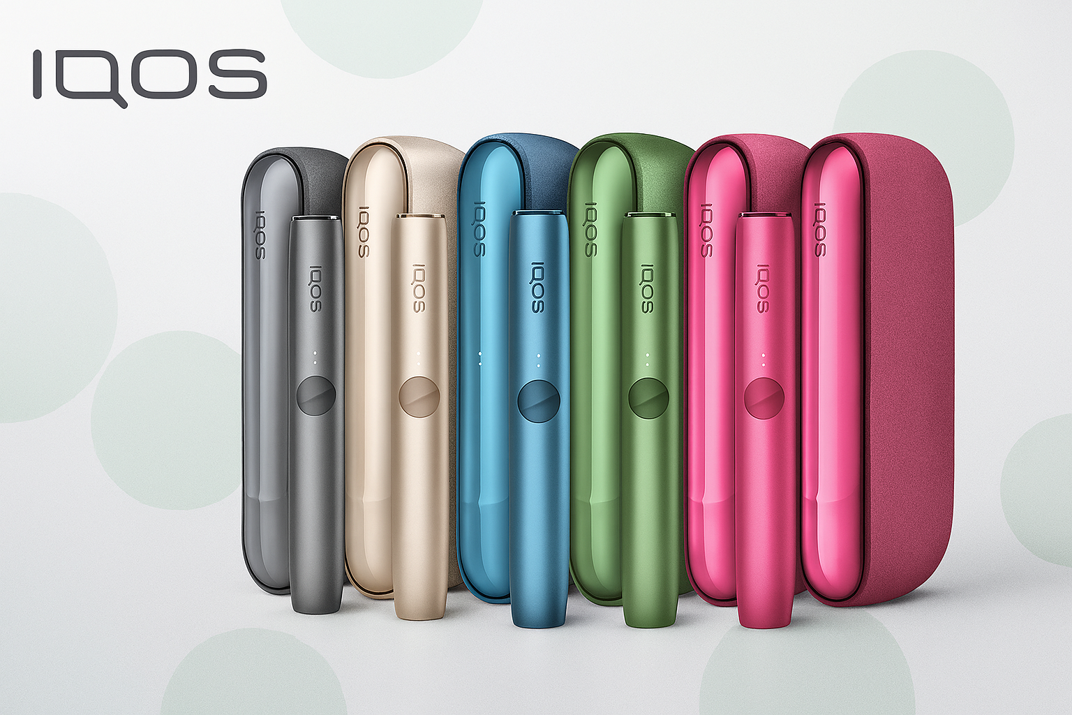IQOS ILUMA Tabakerhitzer in allen erhältlichen Farben: schwarz, beige, blau, grün und pink