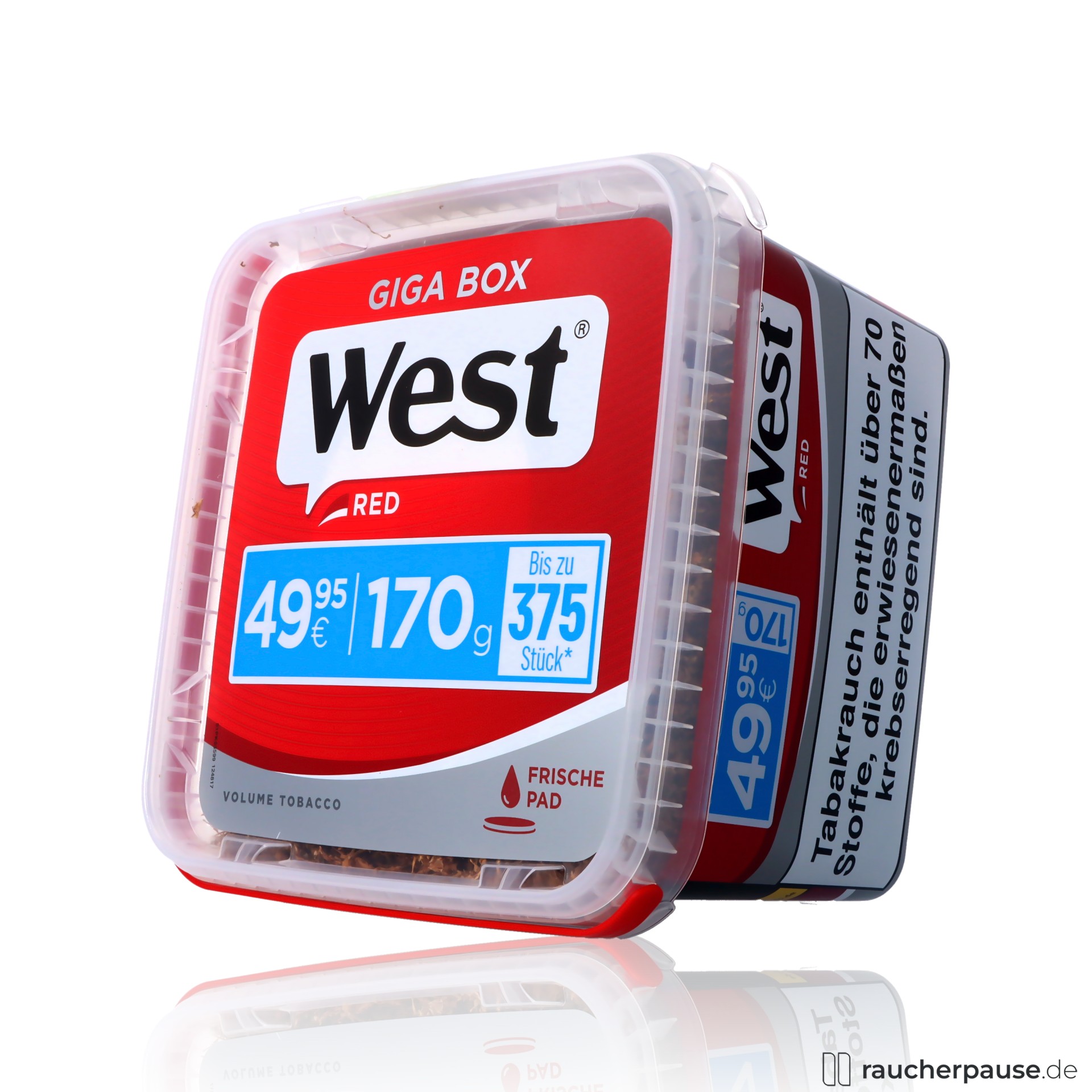 west red volumentabak giga box kraeftig wuerzig american blend , packshot vorderseite
