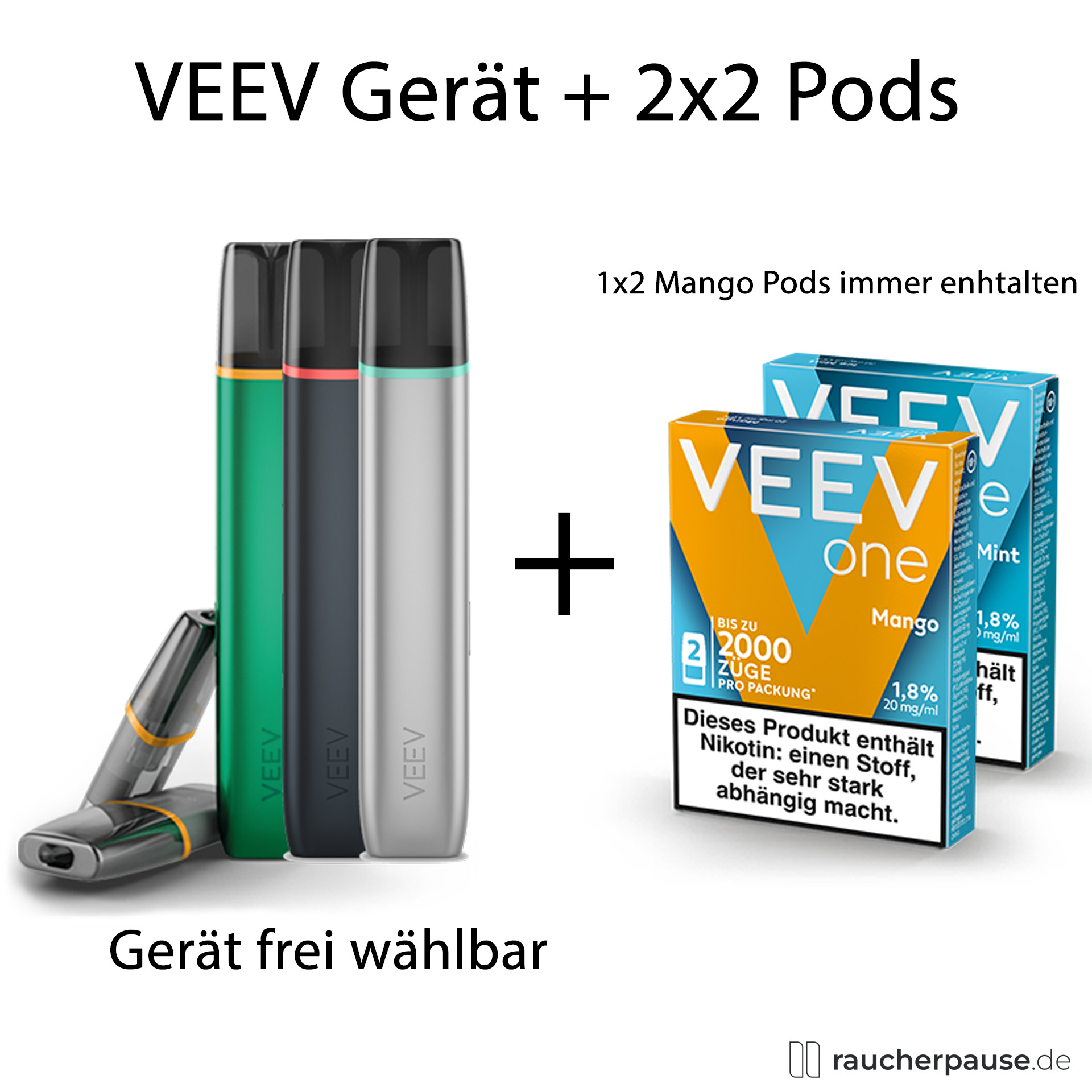 💥AKTION💥 VEEV One Starterdeal 🔥 1 GERÄT (frei wählbar) + 2x2 PODS (1x2 Mango Pods immer enthalten)