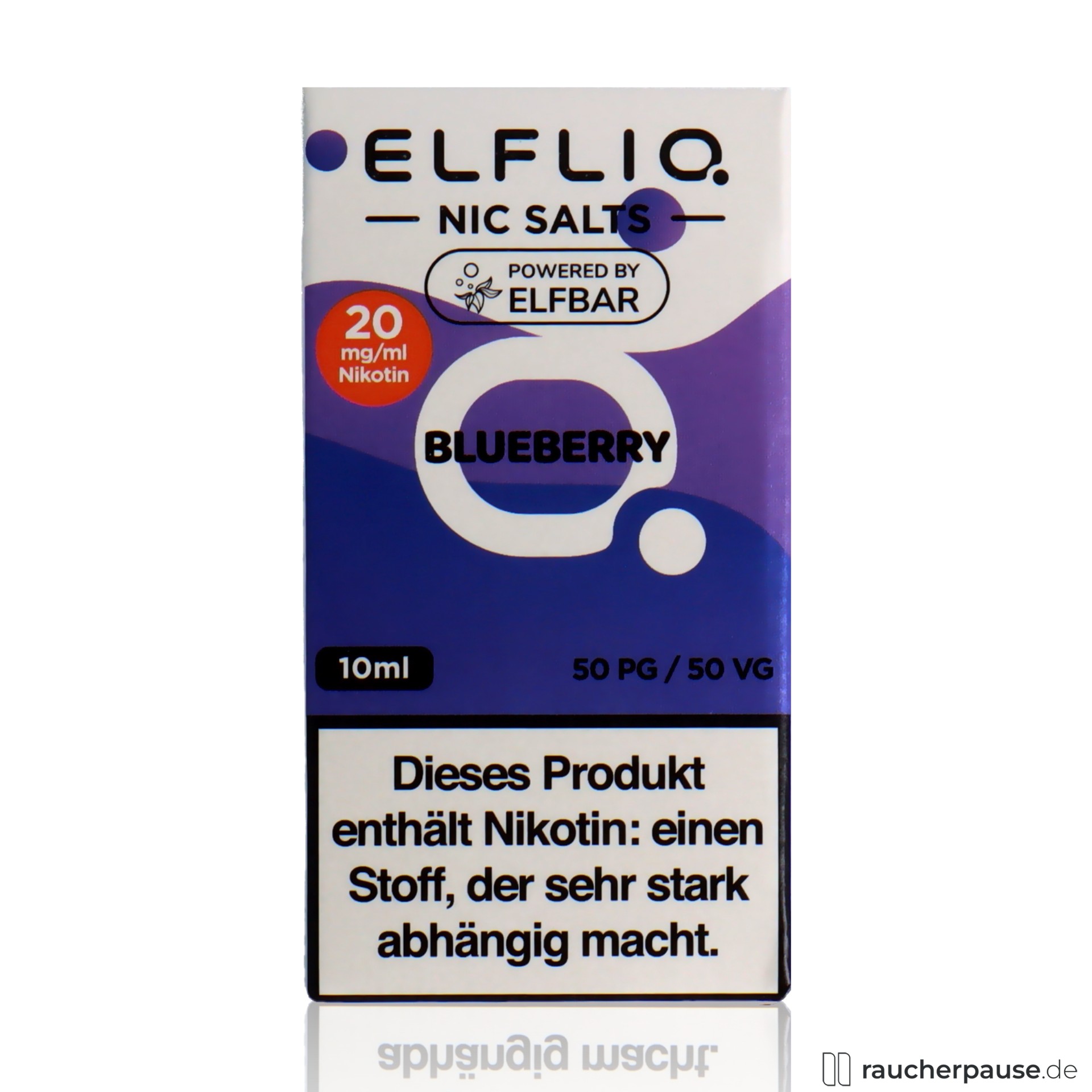elfbar, elfliq by elf bar nikotinsalz liquid blueberry ml nikotin , packshot seitlich