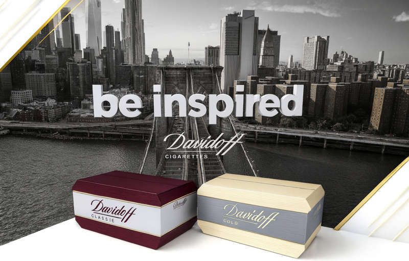 Davidoff Zigaretten mit Brooklyn Bridge und New York Skyline im Hintergrund