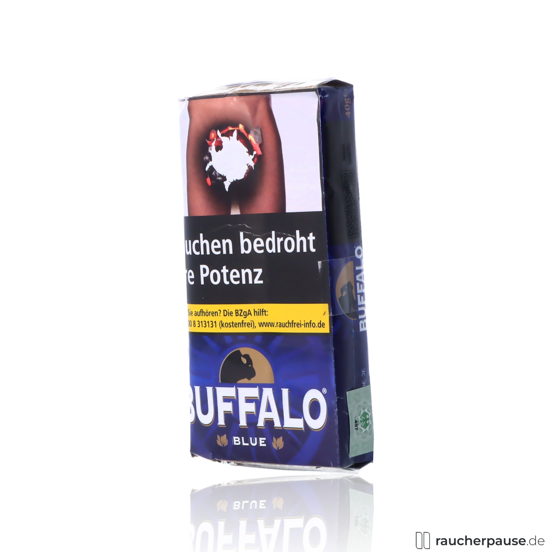 buffalo blue feinschnitt drehtabak 40g pouch aromatisch fein , packshot seitlich