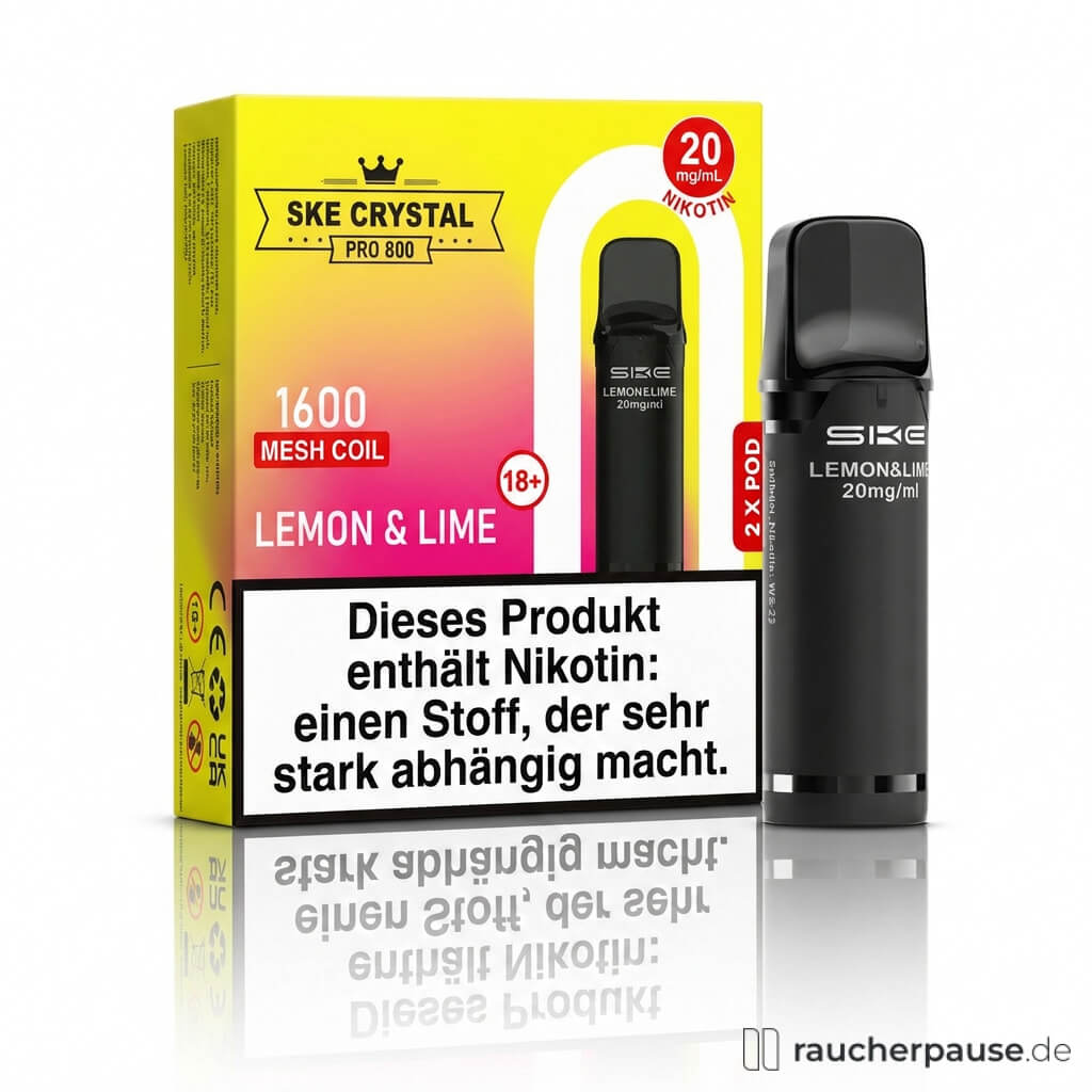 SKE Crystal 800 Pro Lemon & Lime Prefilled Pods | 2 Stück | 20 mg/ml Nikotin