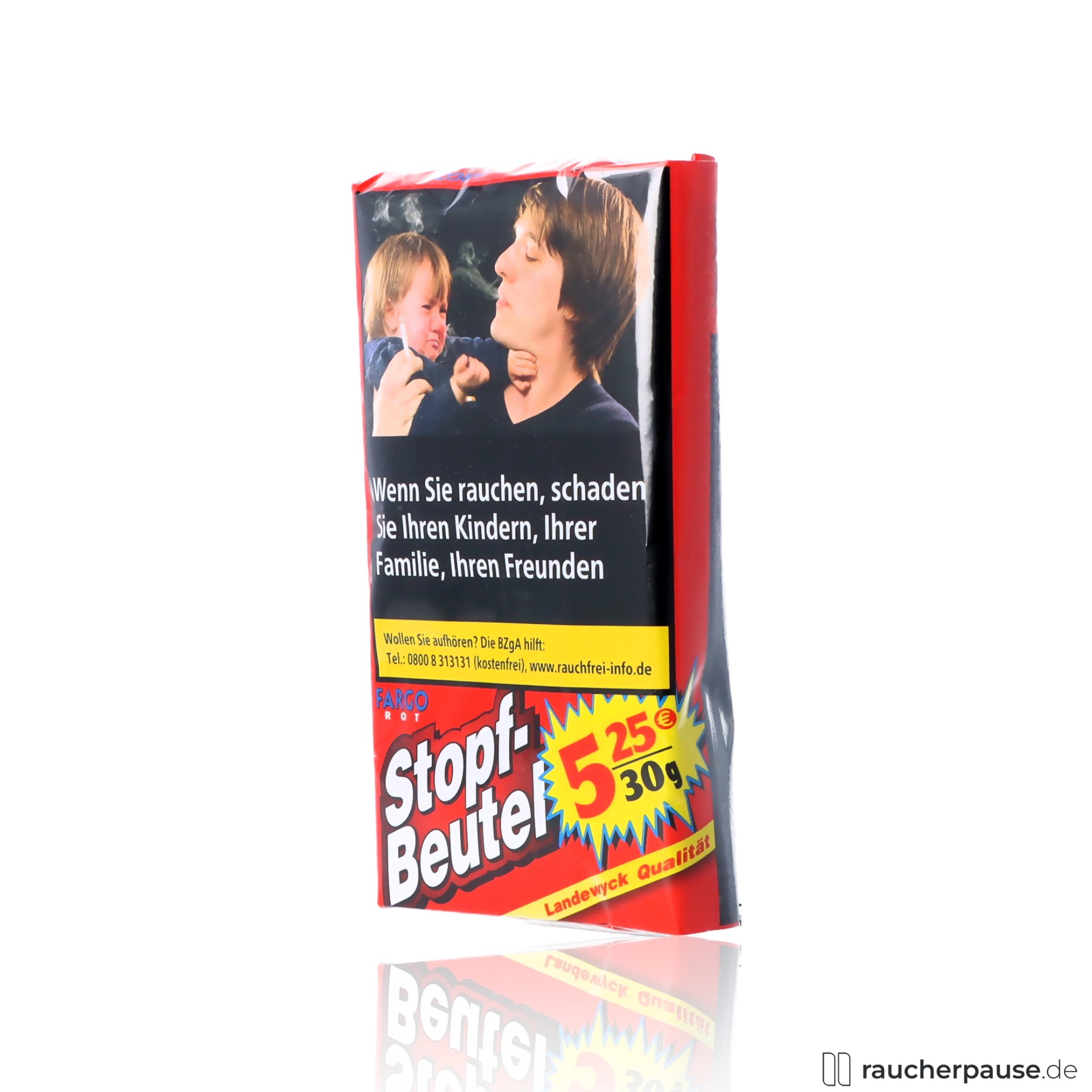 fargo tabak rot 30g feinschnitt zip beutel american blend aroma , packshot hinterseite