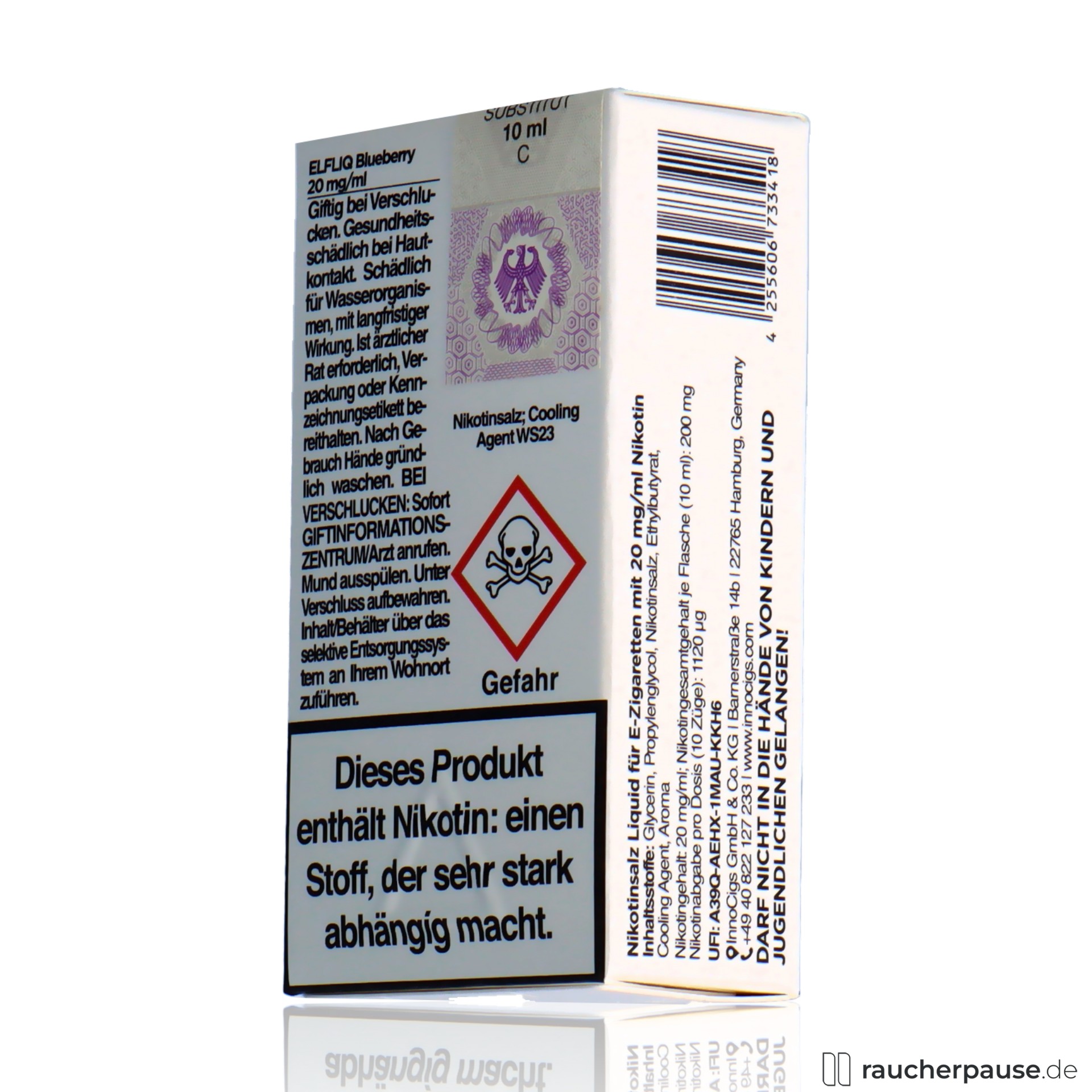 elfbar, elfliq by elf bar nikotinsalz liquid blueberry ml nikotin , packshot vorderseite