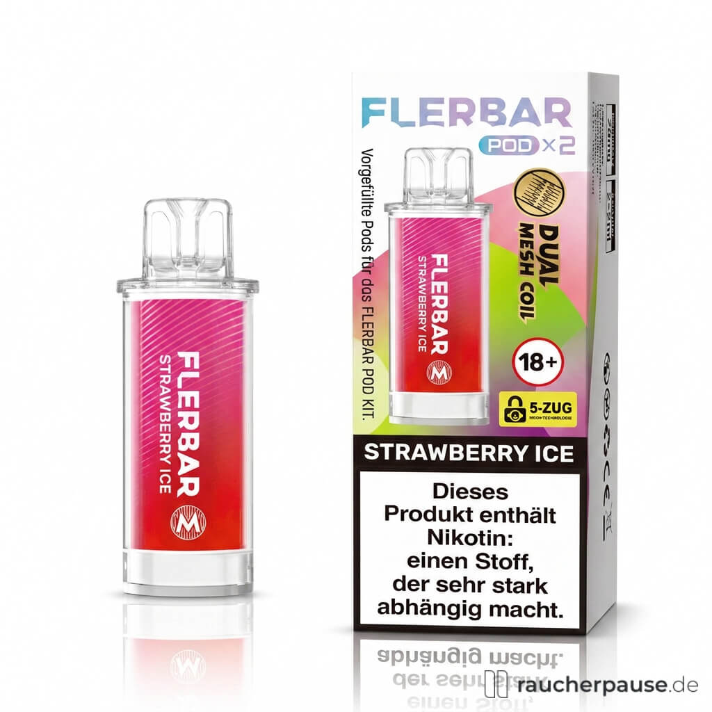 Flerbar Strawberry Ice Prefilled Pods | 2 Stück | 20 mg/ml Nikotin