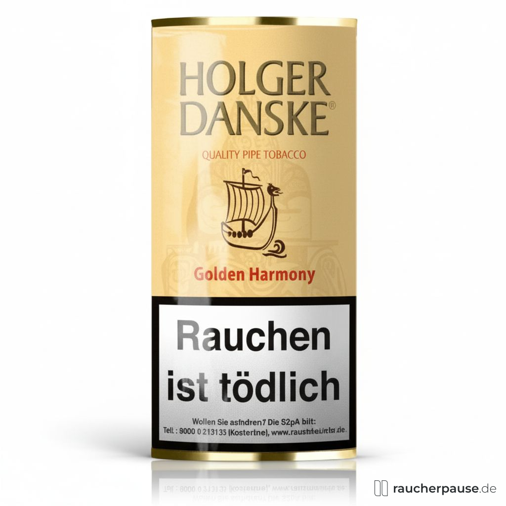 Holger Danske Golden Harmony Pfeifentabak | 40g Pouch | Virginia, Burley, Black Cavendish, Orient