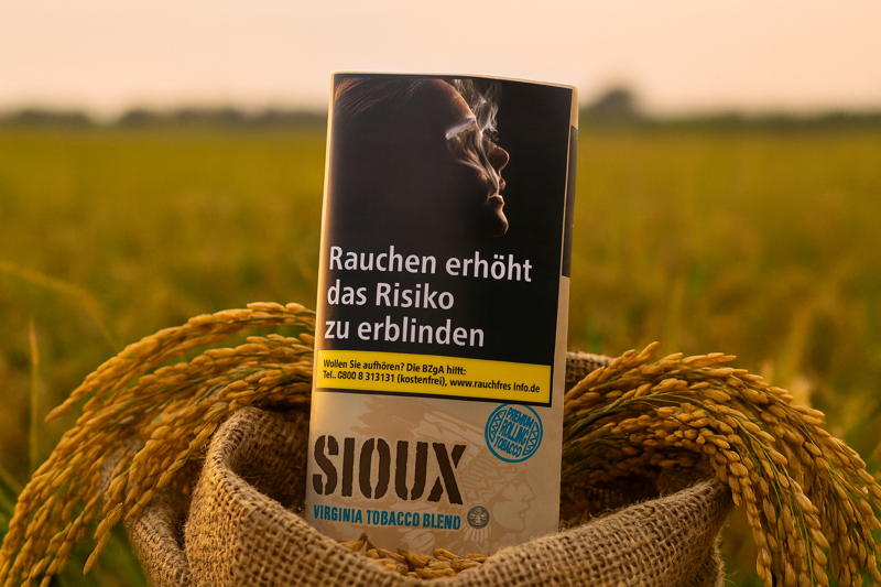 Sioux Tabak Packung in einem Sack Getreide auf einem Feld