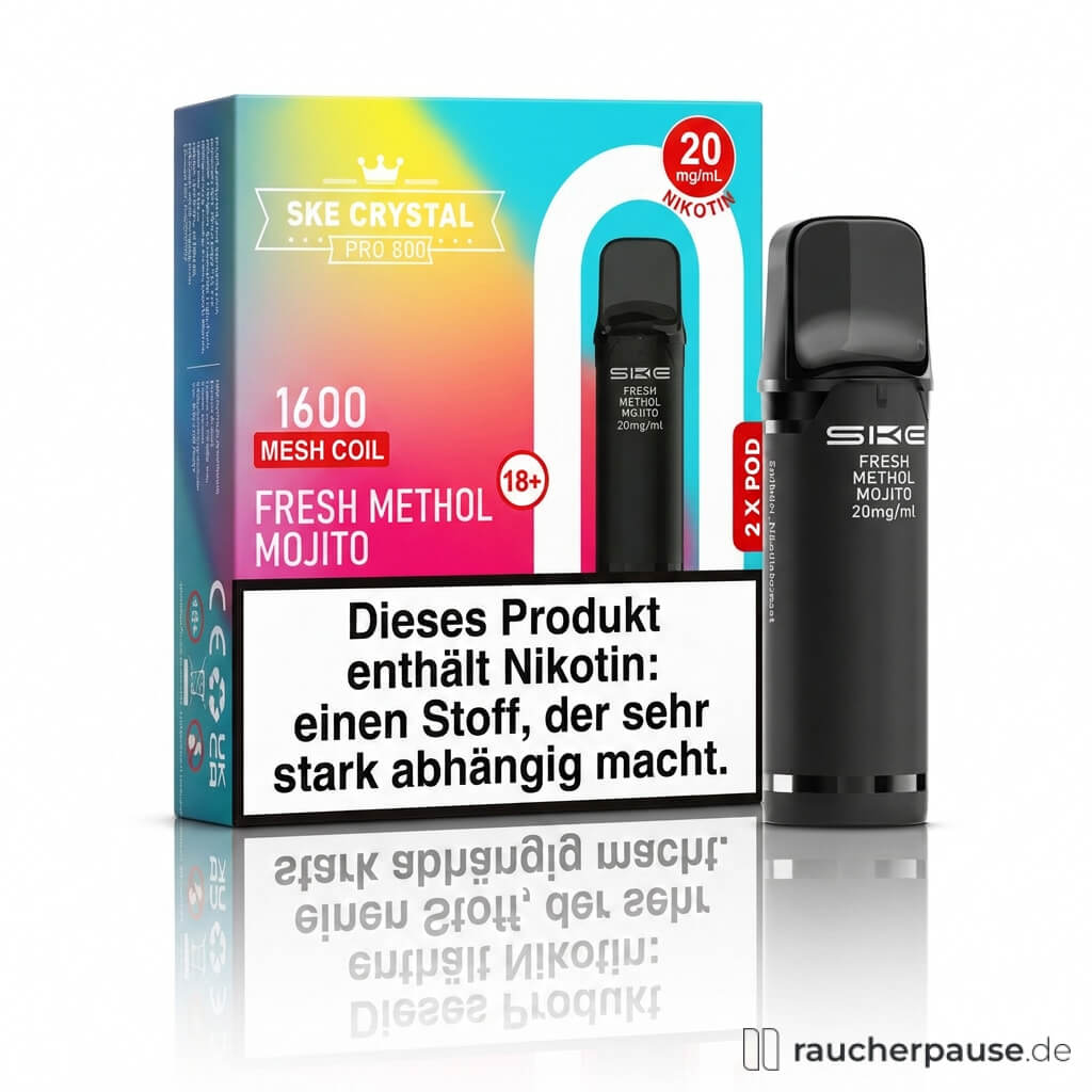 SKE Crystal 800 Pro Fresh Menthol Mojito Prefilled Pods | 2 Stück | 20 mg/ml Nikotin