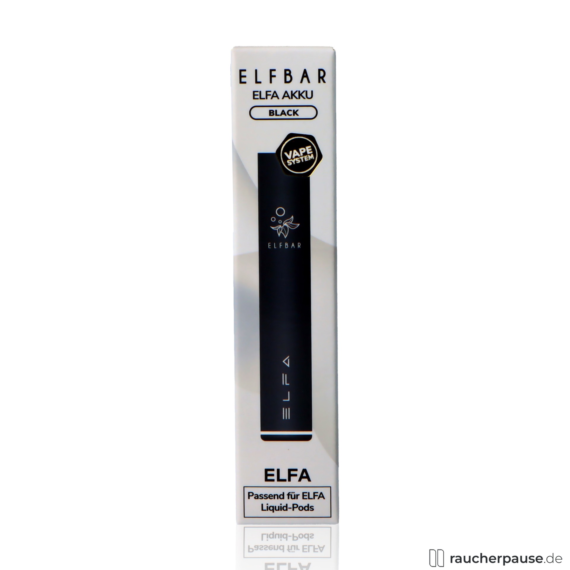 elfbar, elf bar elfa traeger schwarz e zigaretten system , packshot hinterseite