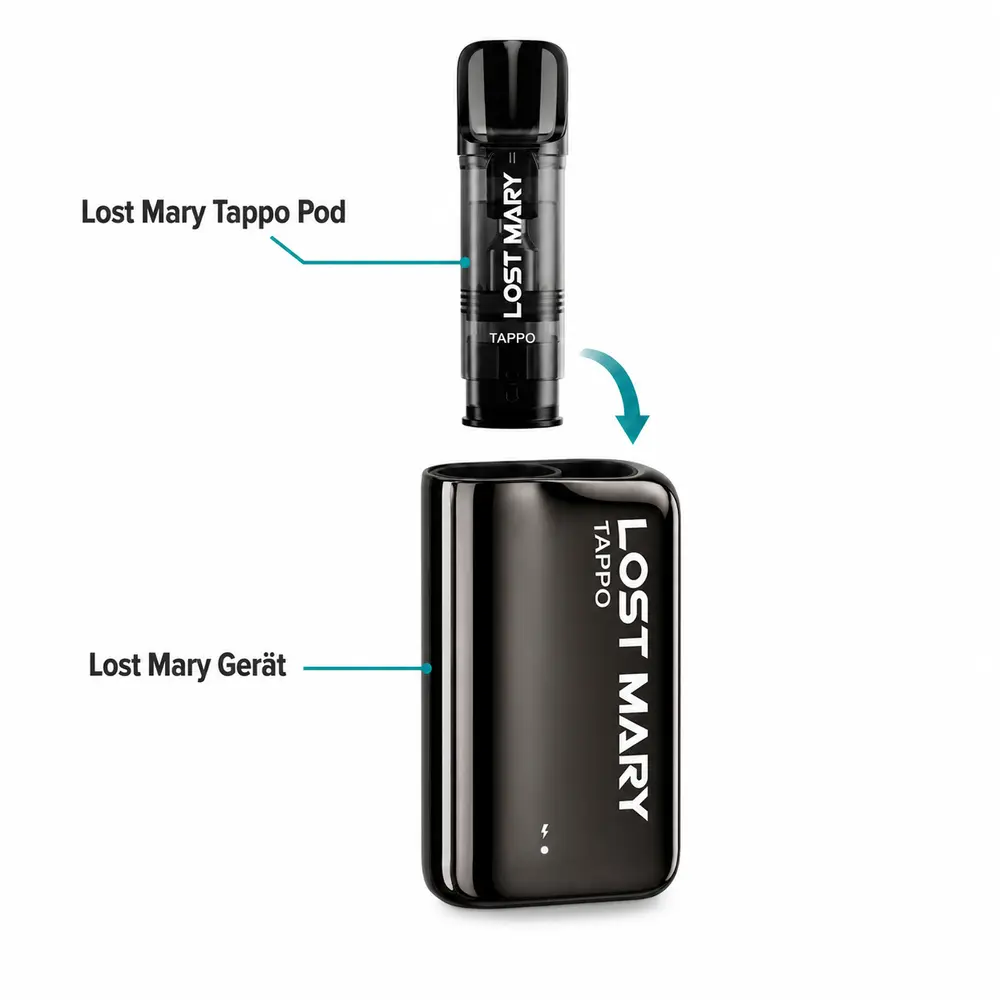 Lost Mary Tappo Pod mit Pfeil zum passenden wiederaufladbaren Tappo Akkuträger