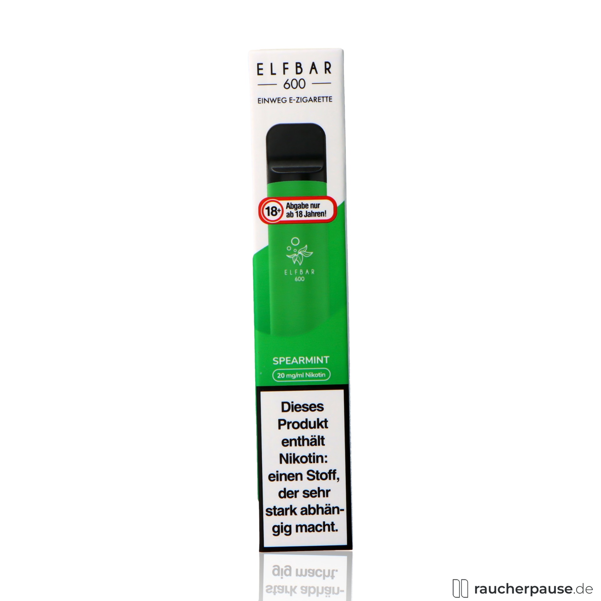 Elf Bar 600 Spearmint | Einweg E-Zigarette | 20mg/ml Nikotin | Pfefferminze elfbar, elfbar e shisha grape ml nikotin einweg e zigarette spearmint, packshot vorderseite