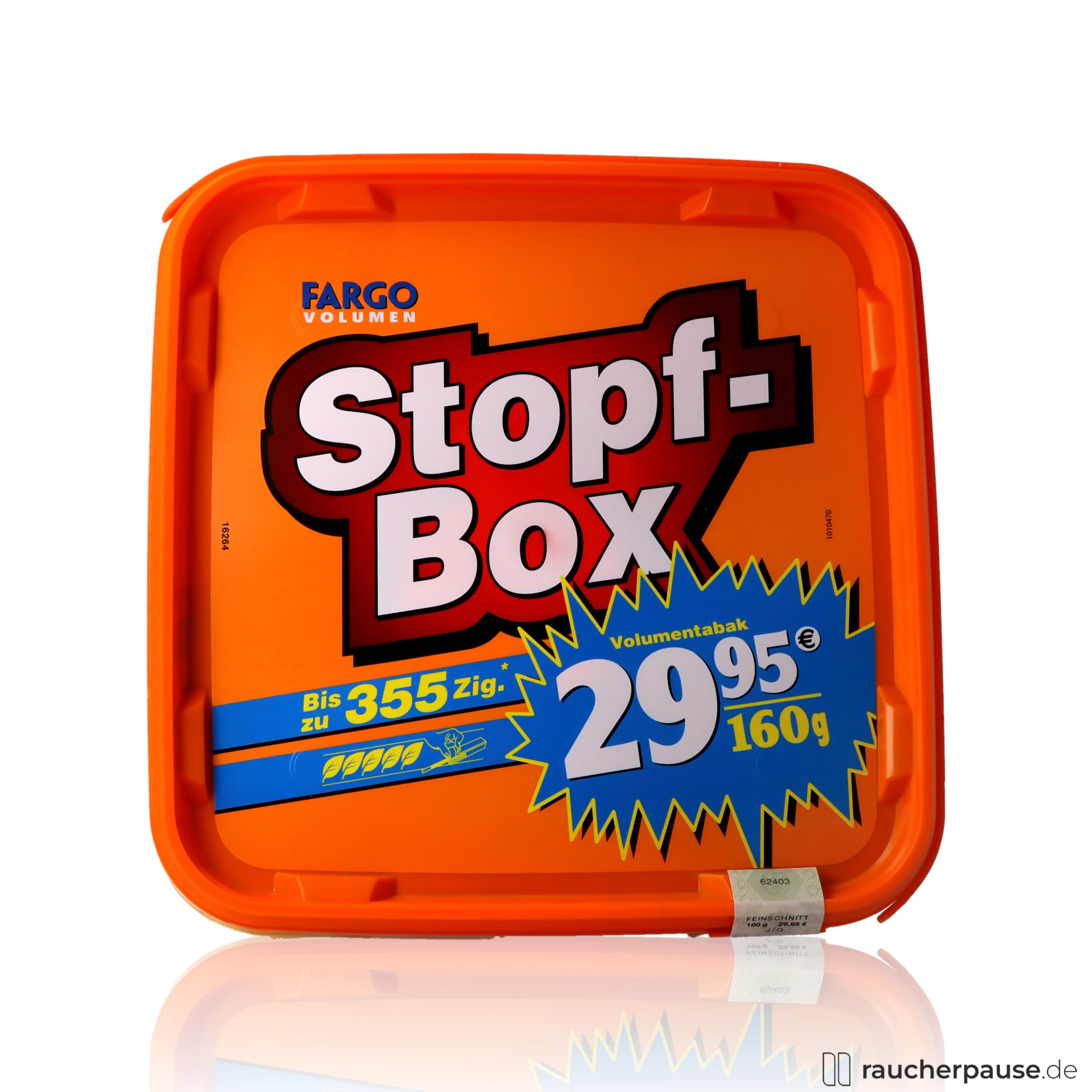 Fargo Volumentabak Stopf-Box Orange | 160g Eimer | Mild-würziges Geschmackserlebnis für effizientes Stopfen