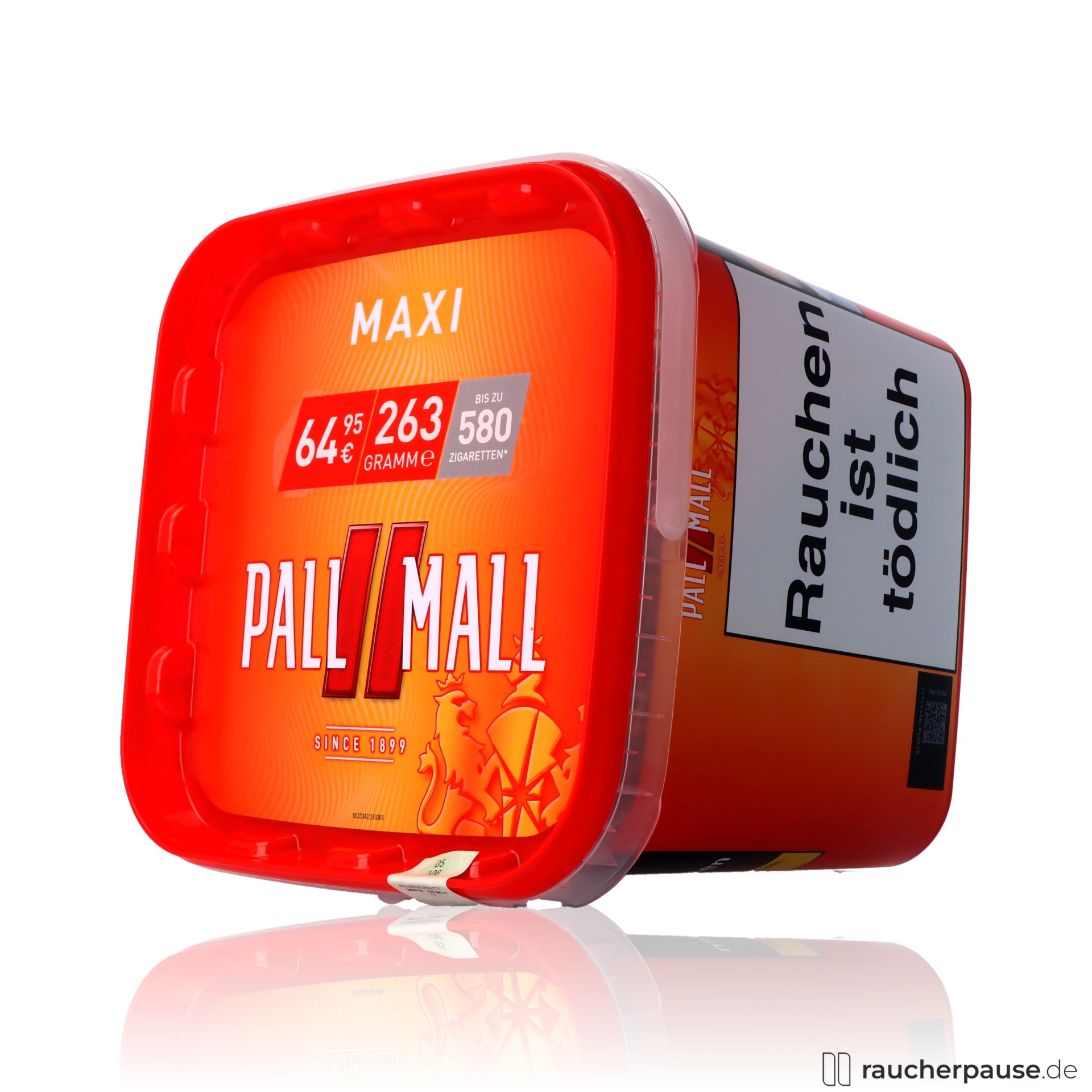 pall mall allround red volumentabak maxi box zigaretten , packshot hinterseite