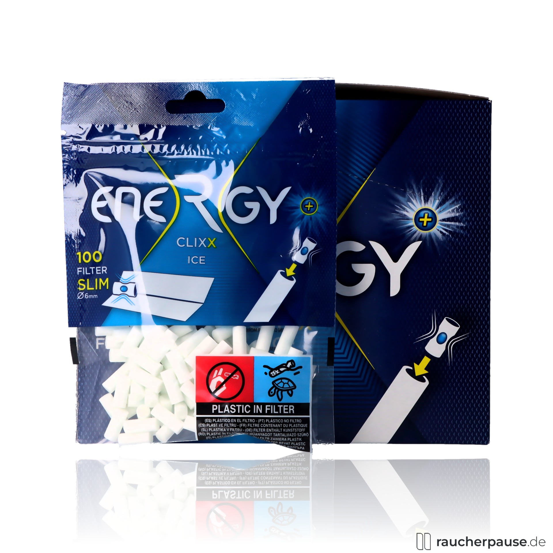 ENERGY+ CLIXX Slim Filter Tips Minze | 6 mm | 100 Stück | Frische Click-Feinfilter