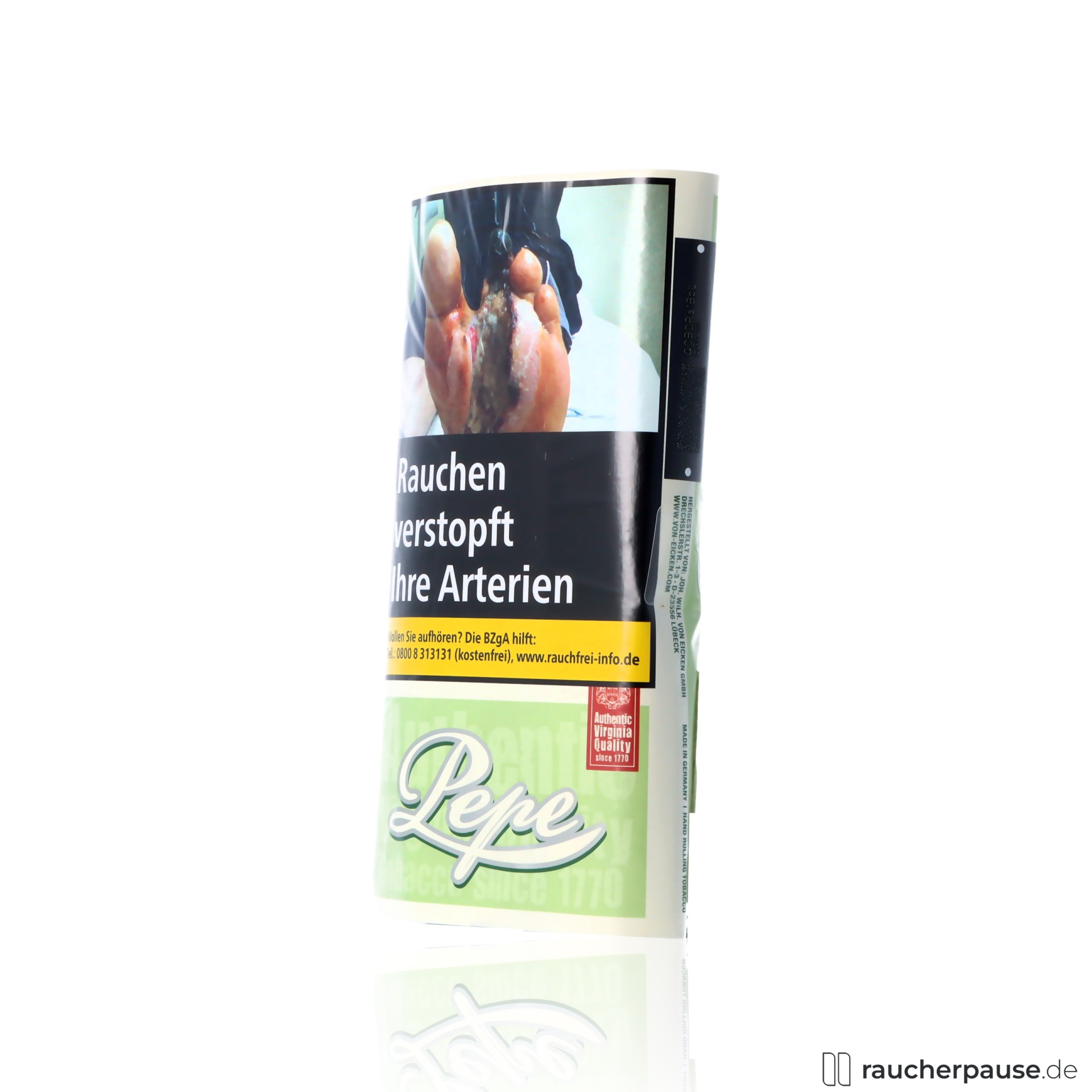 bright green tabak 30g pouch prozent virginia ohne zusatzstoffe , packshot vorderseite