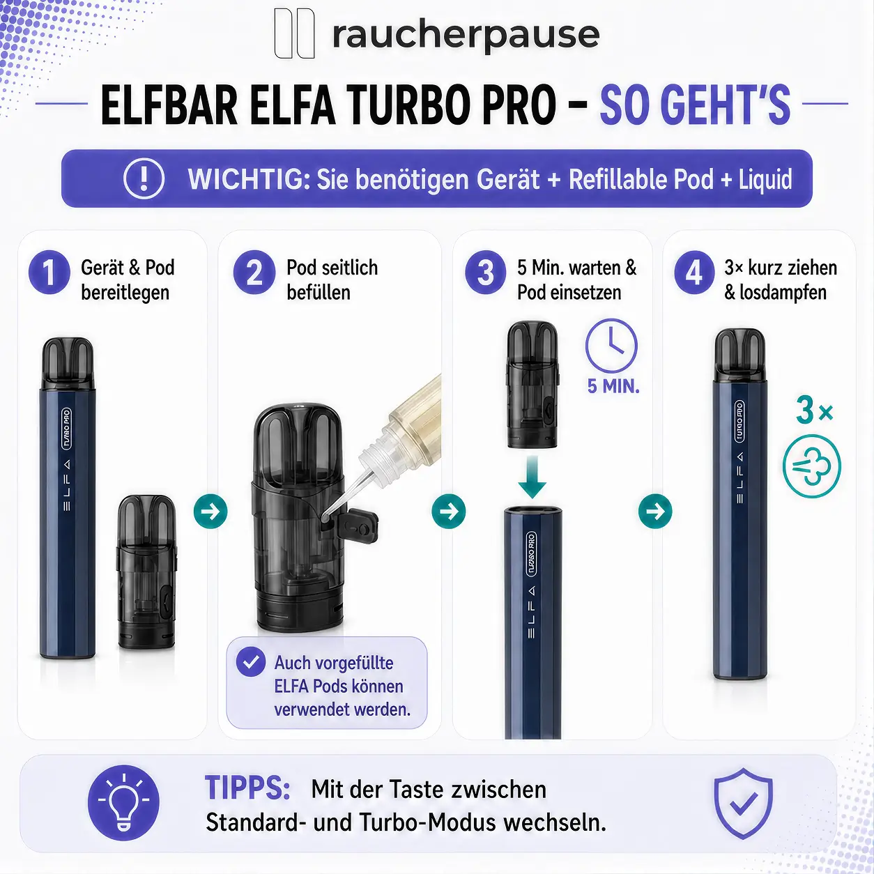 Elfbar Elfa Turbo Pro Akkuträger | 1200mAh | Maroon
