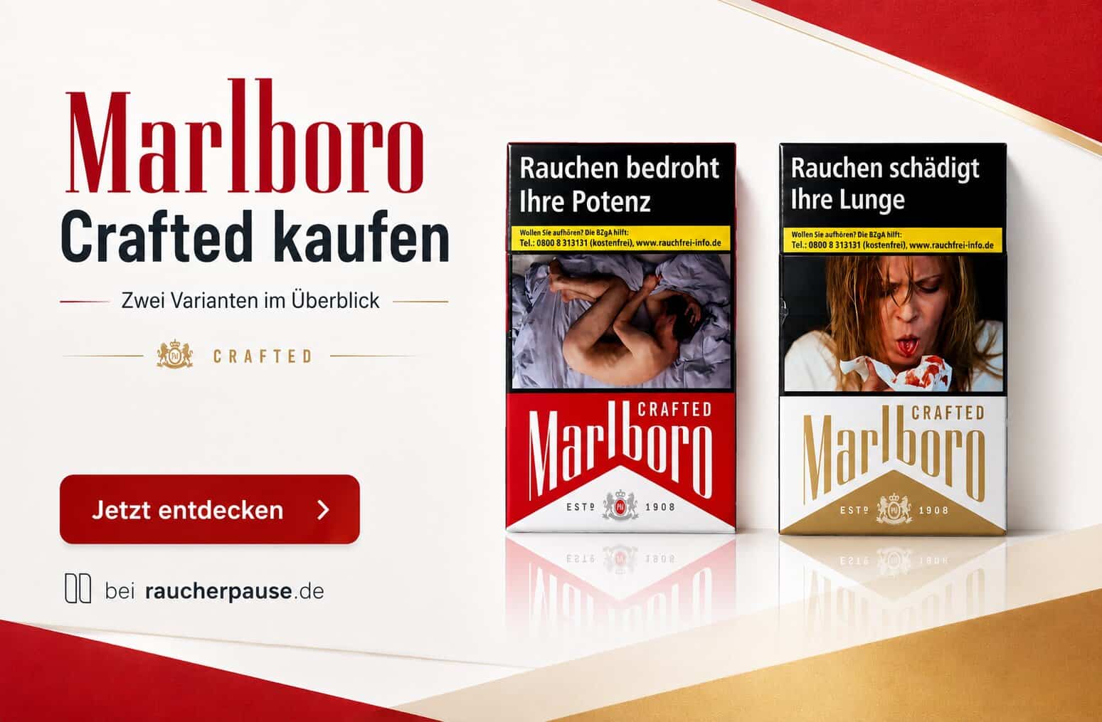 Marlboro Crafted kaufen bei raucherpause.de – Red und Gold Zigaretten Varianten im Überblick