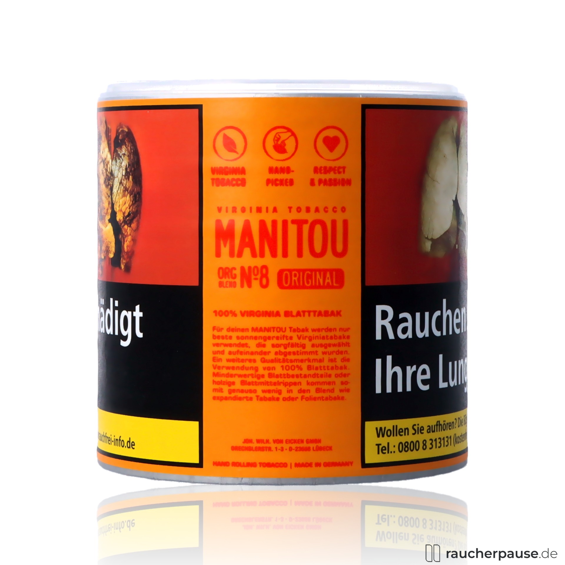 Manitou ORG Gold Feinschnitt | 80g Dose | Virginia & Orient Tabak | Zusatzstofffrei