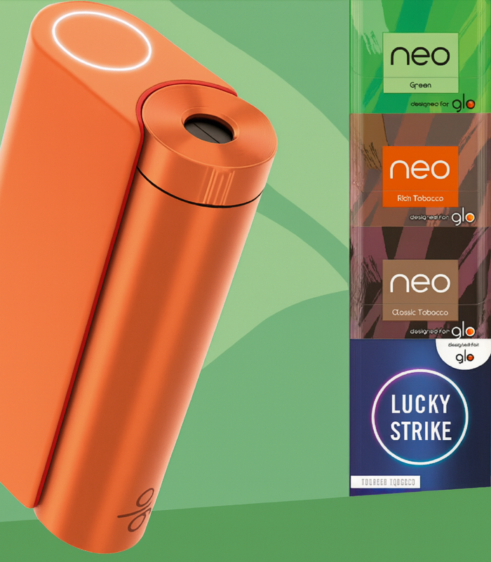 Glo neo Sticks Sorten: Green, Rich Tobacco, Classic Tobacco und Lucky Strike