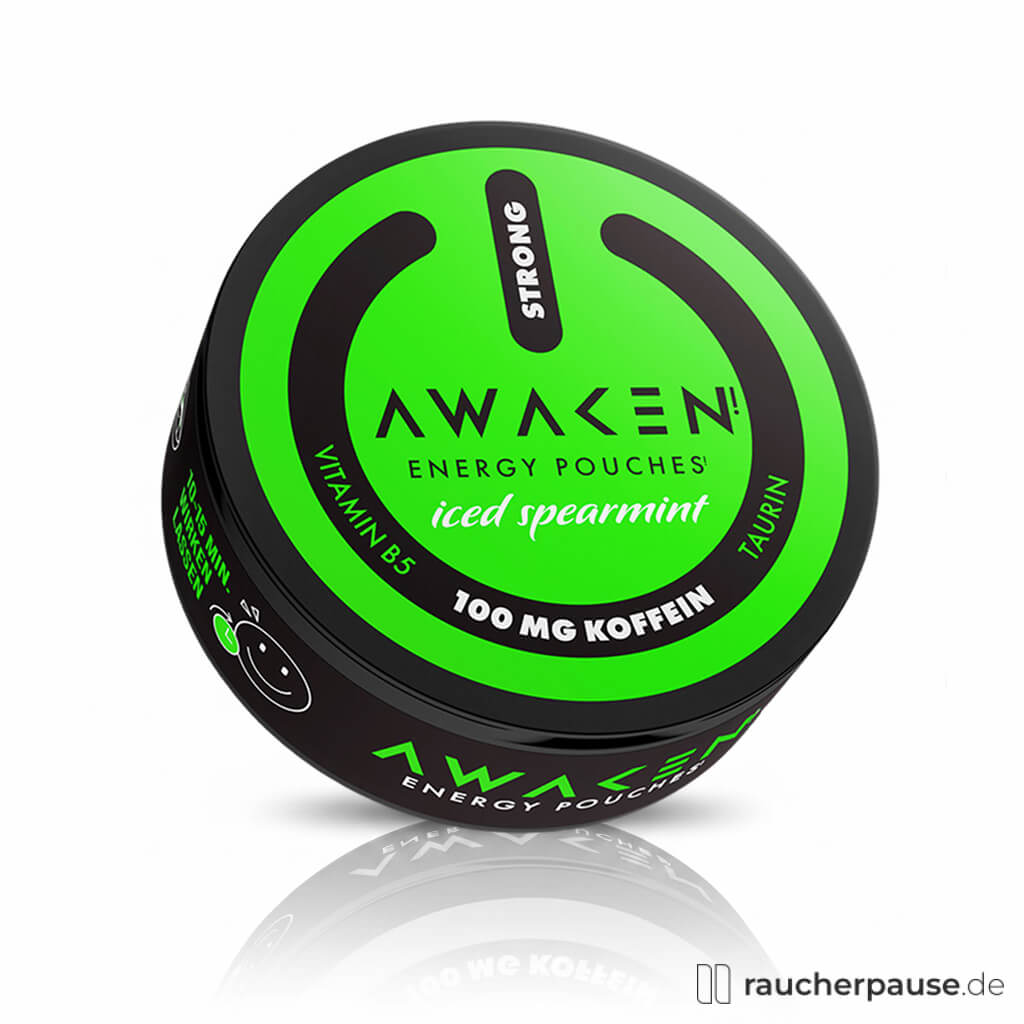 Awaken Iced Spearmint Energy Pouches mit 100 mg Koffein pro Beutel