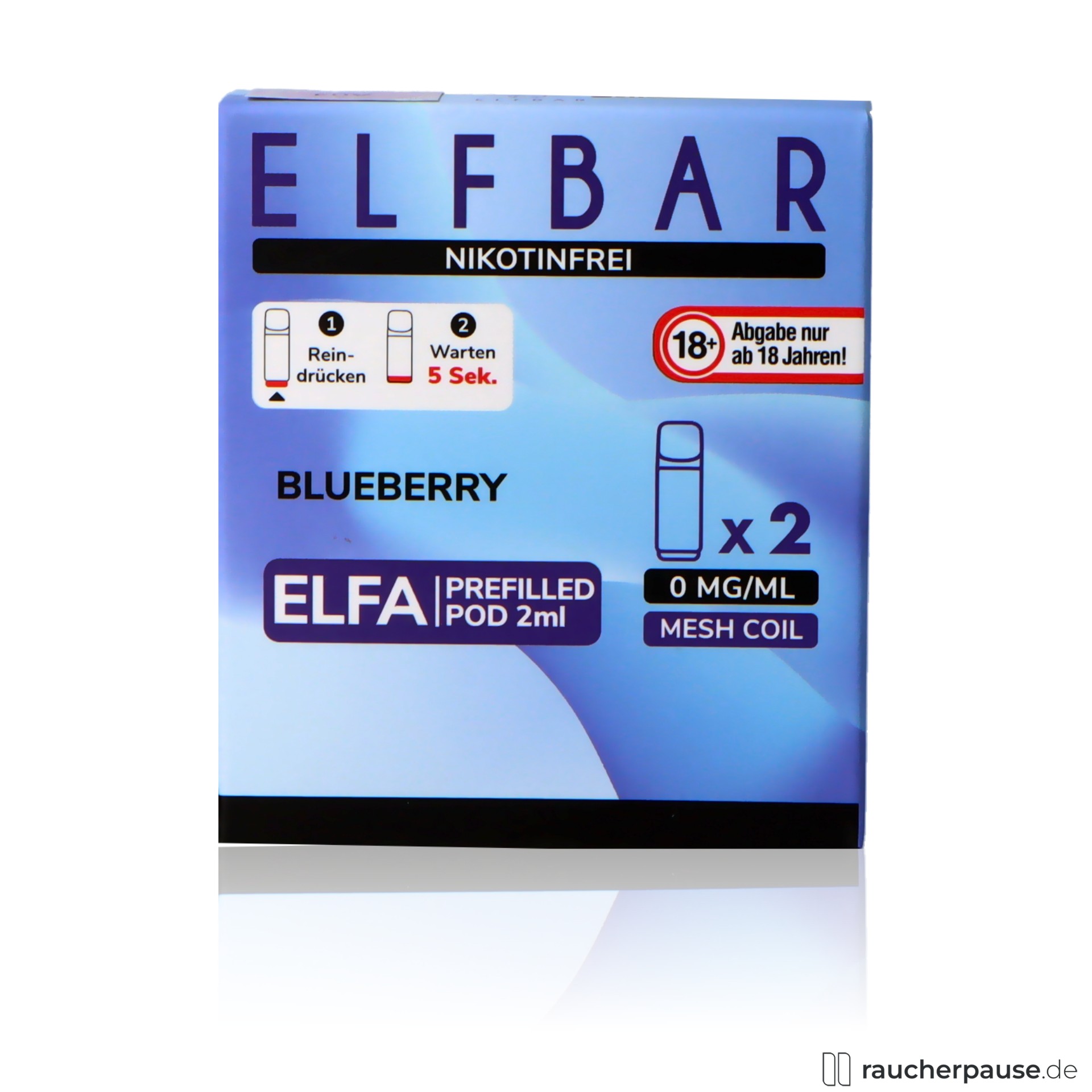 elfbar, elf bar elfa prefilled pods blueberry nikotinfrei, packshot vorderseite