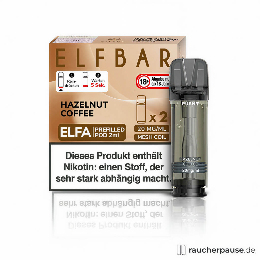 ELFBAR ELFA Hazelnut Coffee Pods | 2er Pack | 20mg Nikotinsalz für E-Zigarette